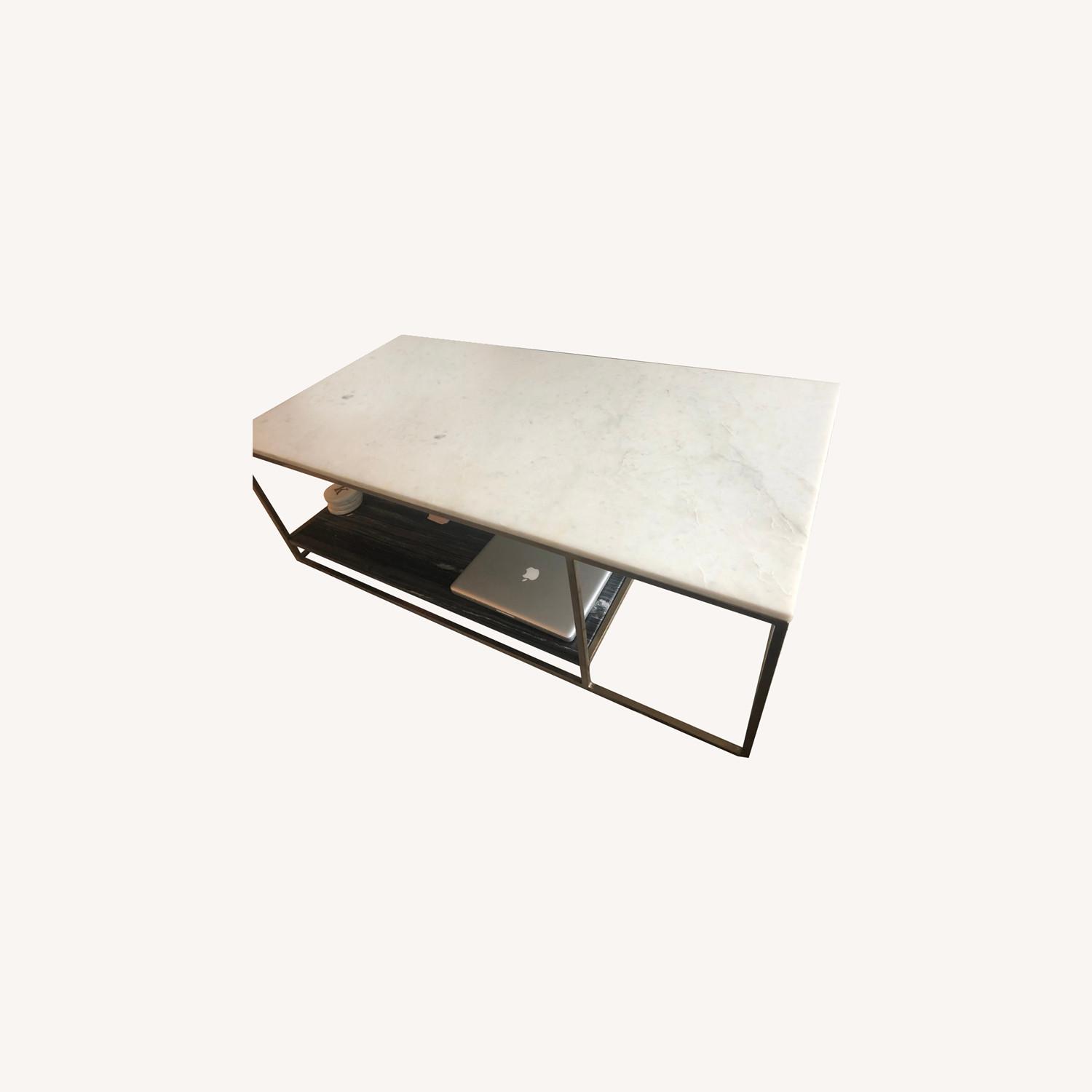 CB2 Coffee Table Marble White and Black AptDeco