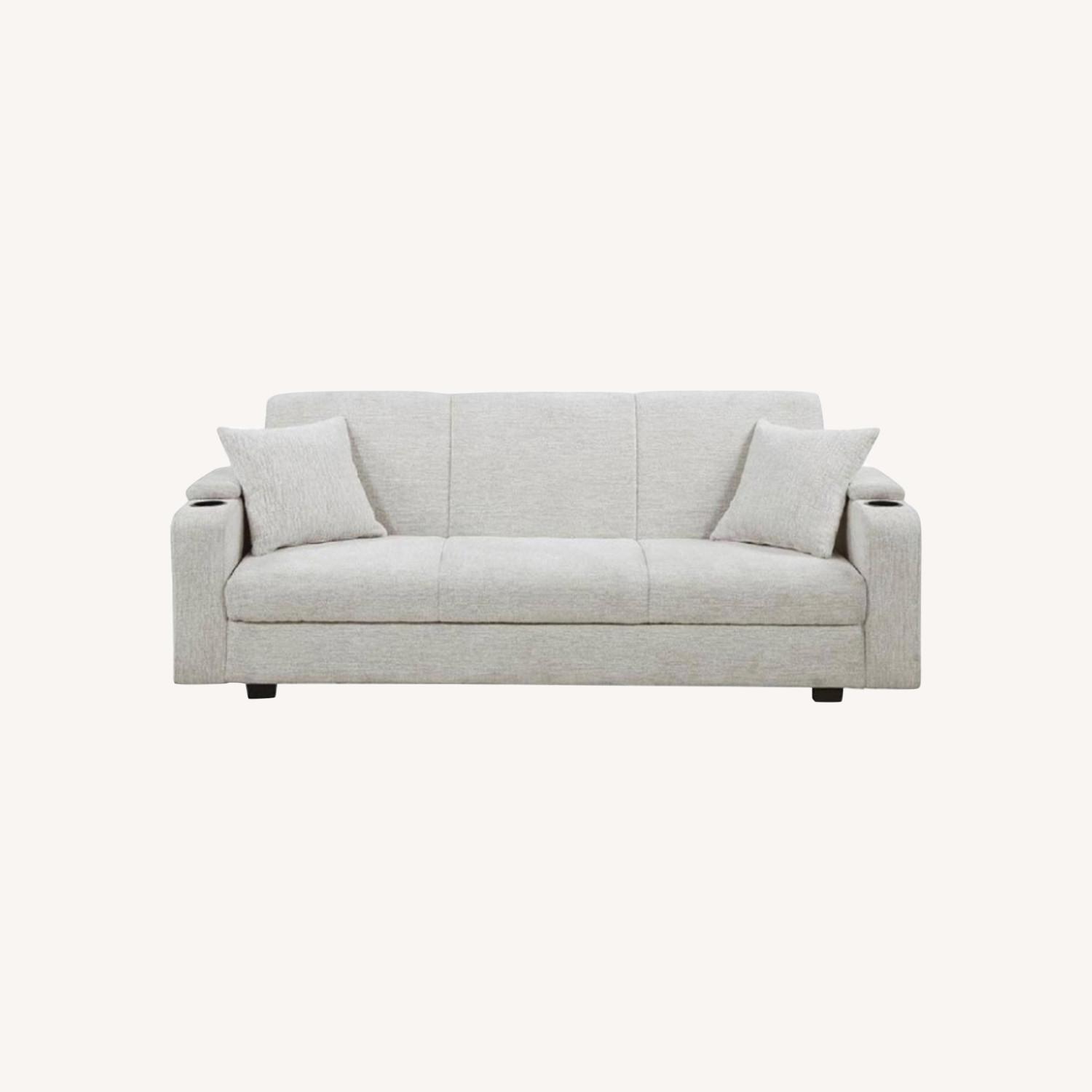 Coaster Beige Fabric Sleeper Sofa w/ Storage - image-0