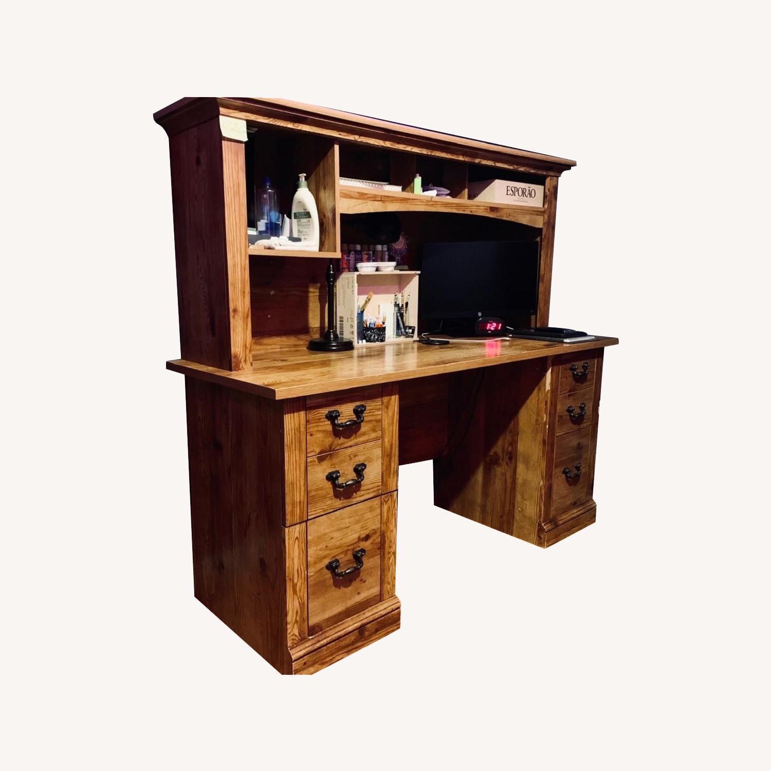 Natural Wood Computer Desk - image-0