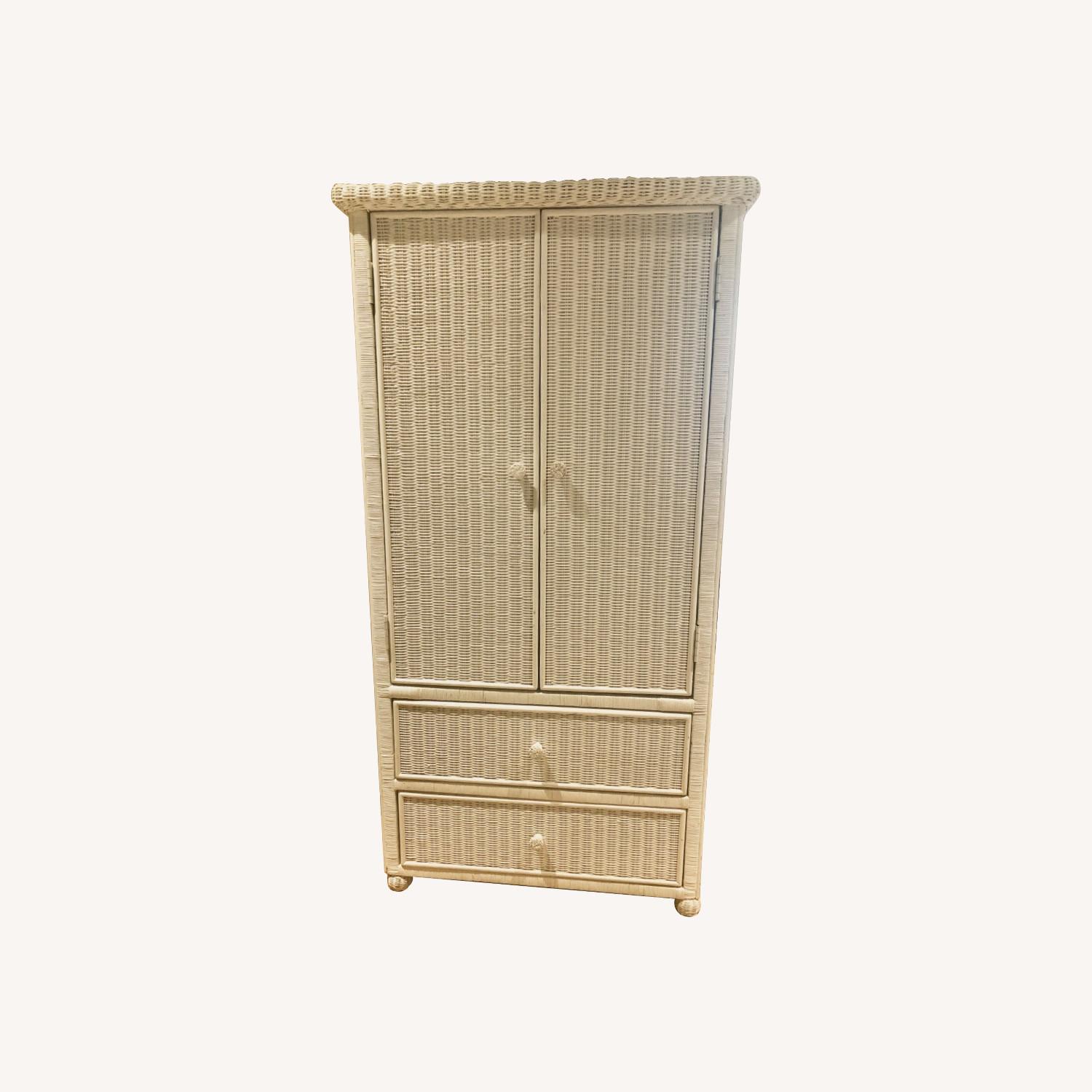 Pier 1 Imports White Wicker Armoire AptDeco