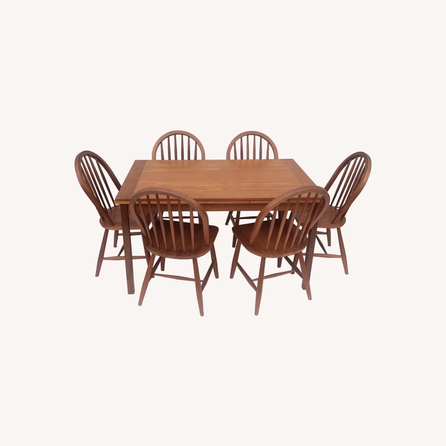 Vintage Modern Dining Set w/ Six Chairs - AptDeco