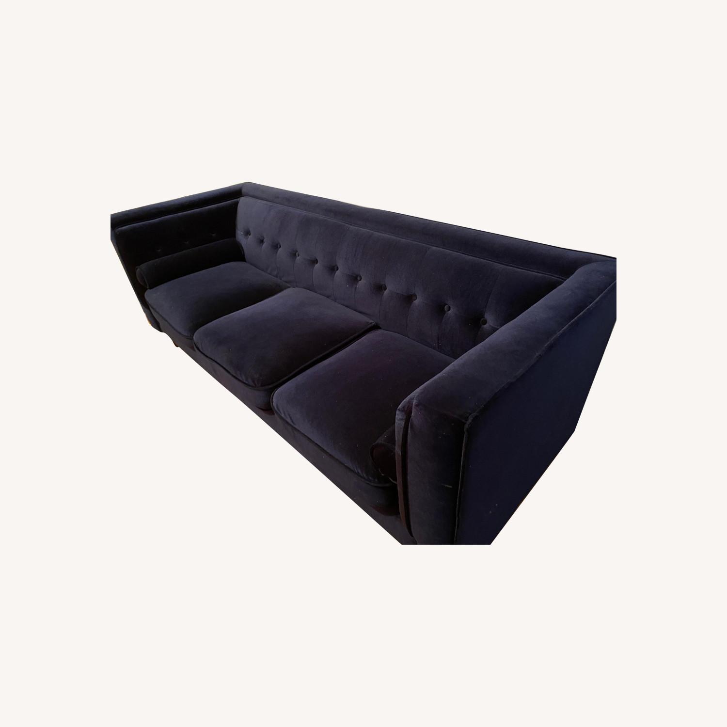 Navy Blue Velvet Sofa - image-0