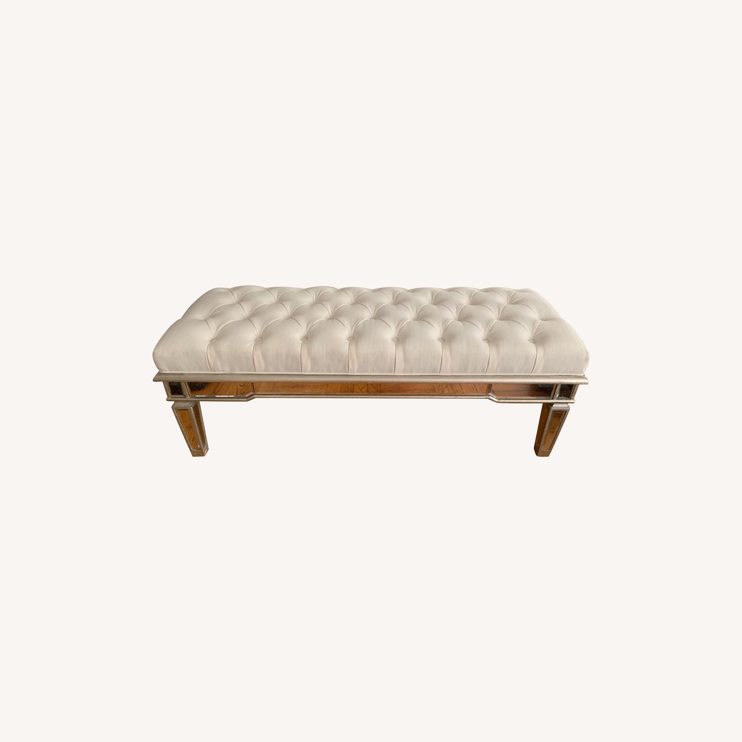 Z Gallerie Bench White Tufted Fabric Mirrored - image-0