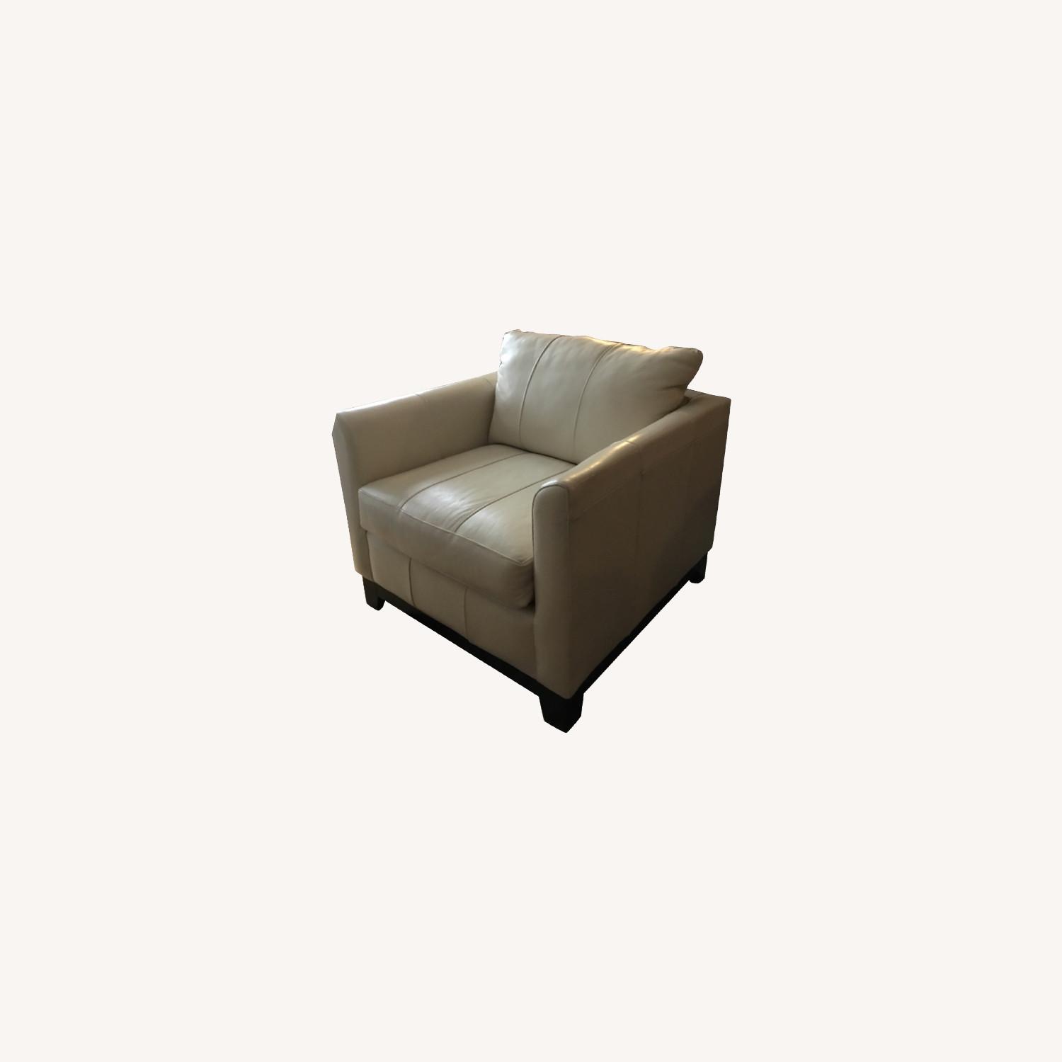 Klaussner Leather Accent Chair Cream - image-5