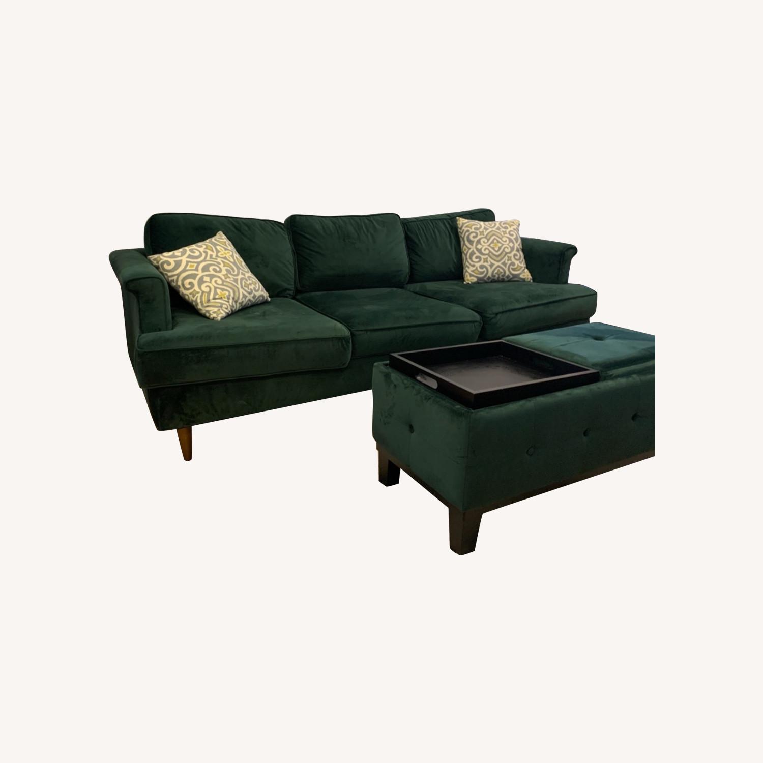 Wayfair Green Velvet Mid Century Modern Couch AptDeco