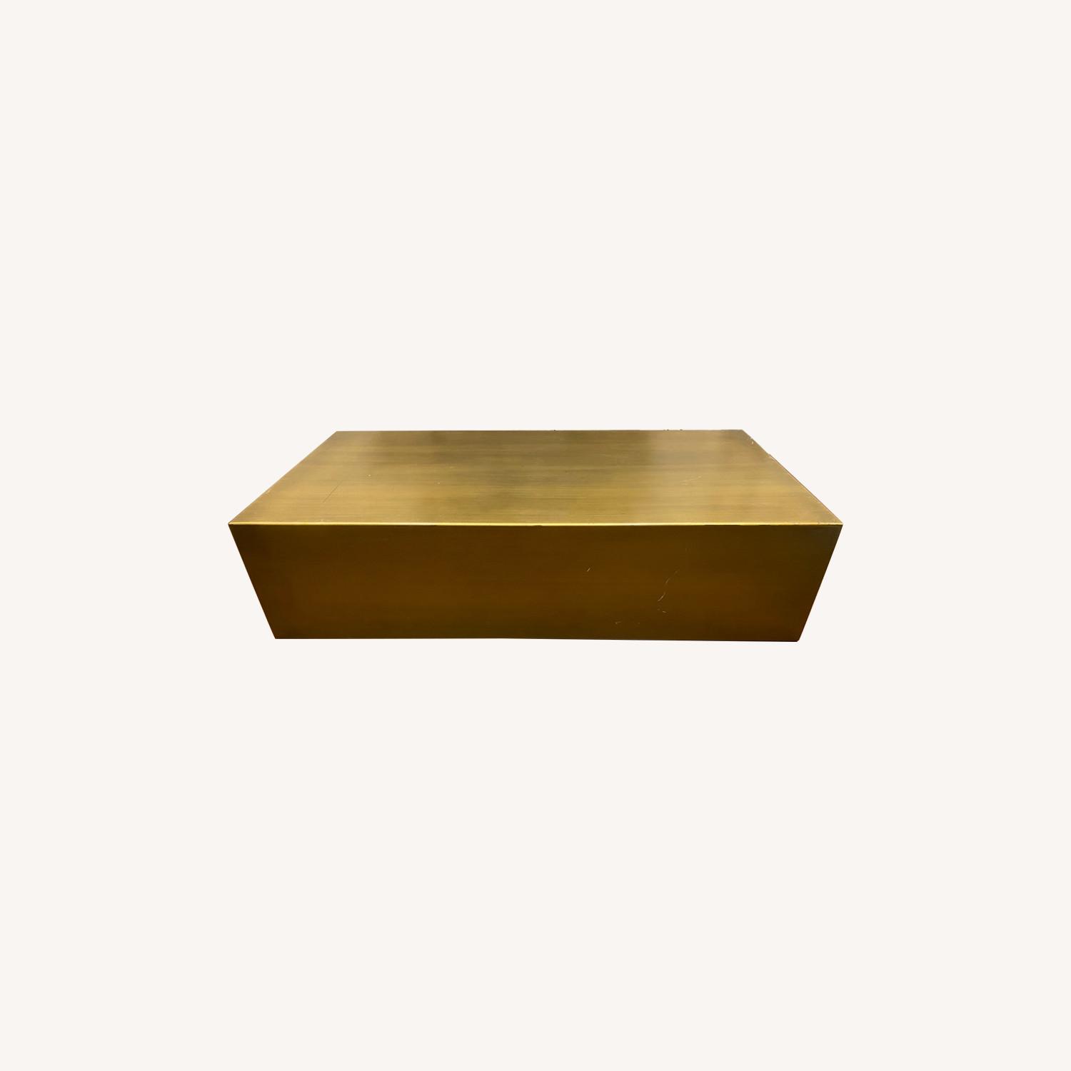 One King's Lane Brushed Brass Rectangular Coffee Table AptDeco