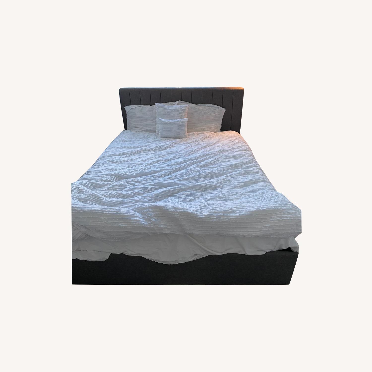 Wayfair Upholstered Queen Bed with Storage Drawers AptDeco