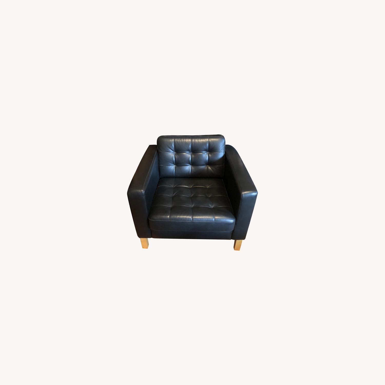 IKEA Karlstad Black Leather Armchair AptDeco