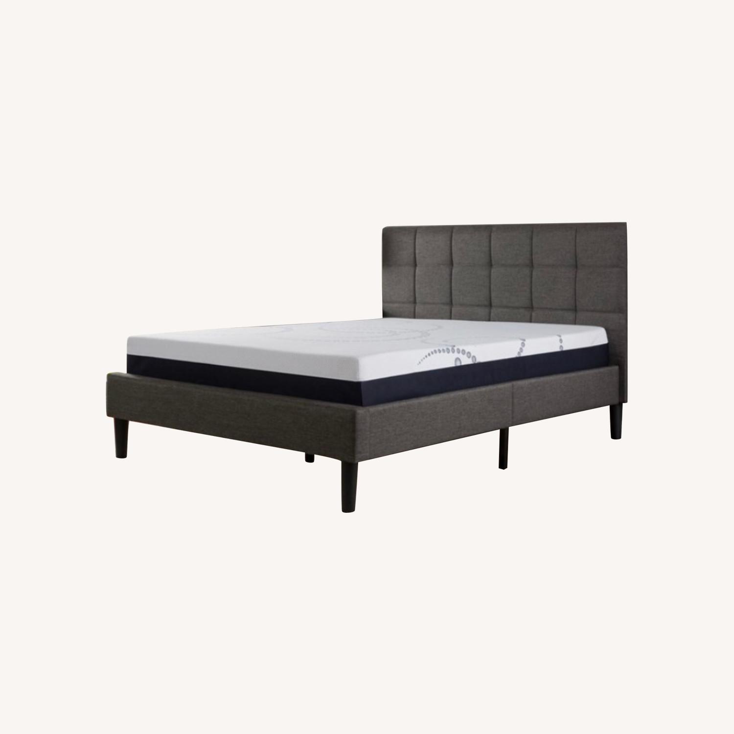 Upholstered Dark Grey Bed Plaform AptDeco