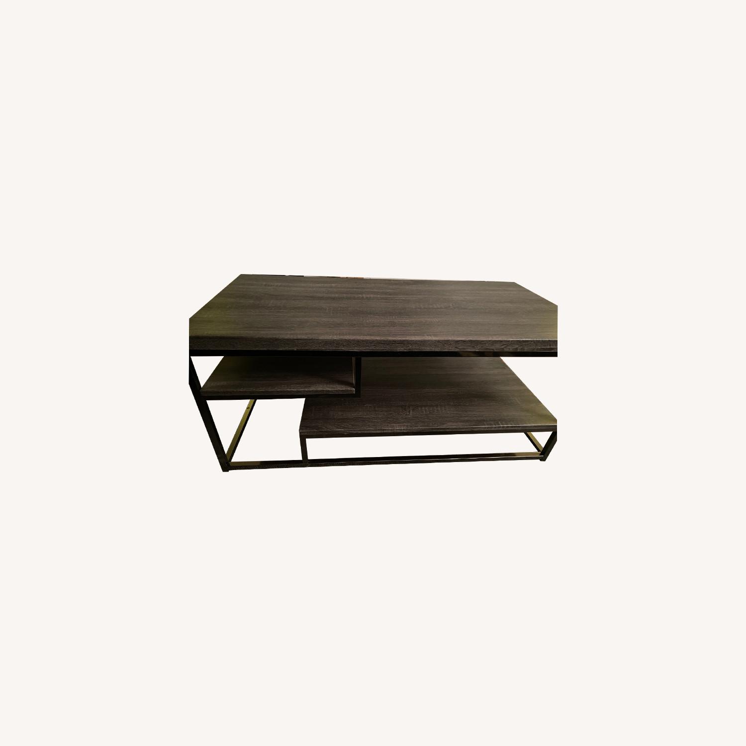 Modern Weathered Grey & Black Nickel Coffee Table - image-0