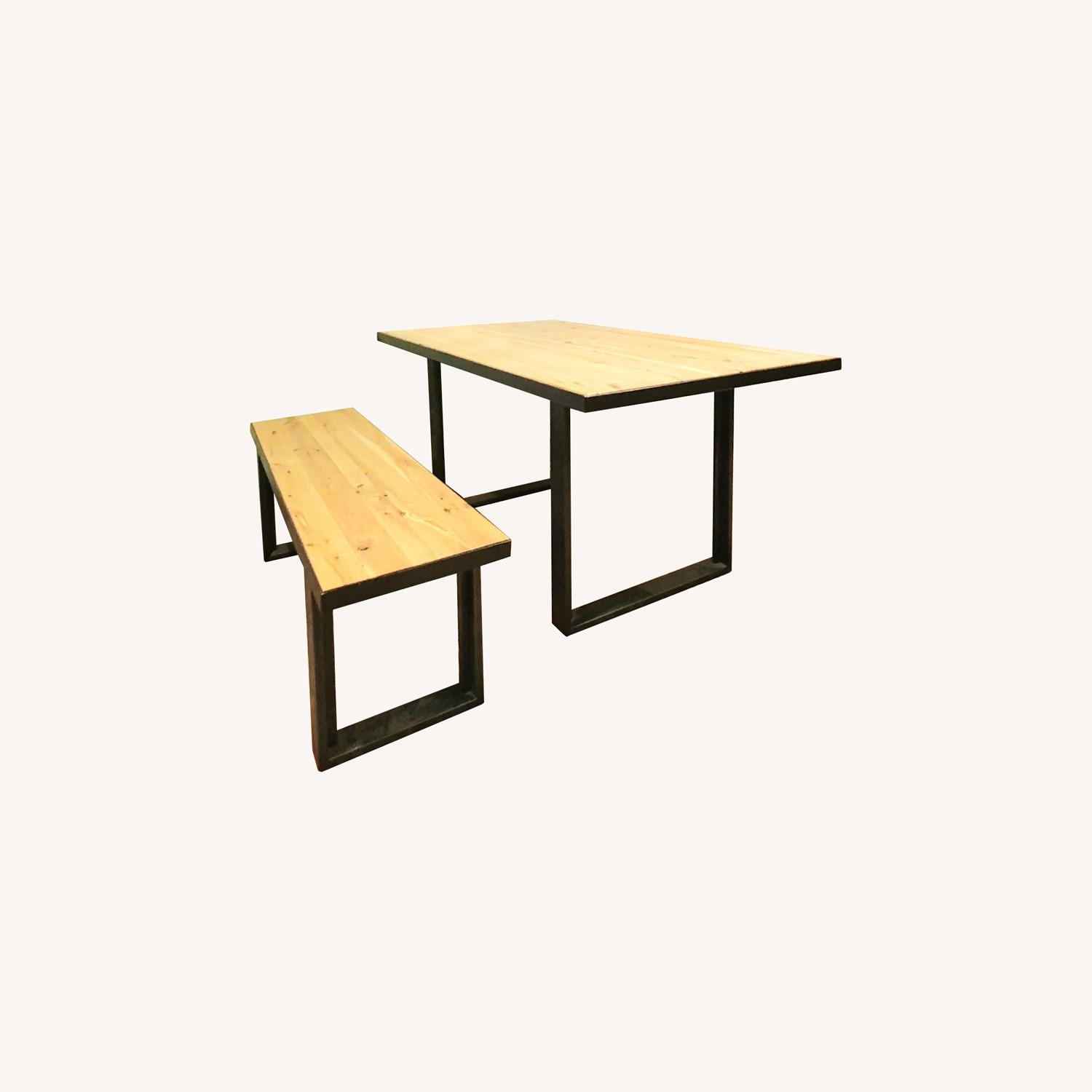 West Elm Dining Table & Bench OakSteel AptDeco