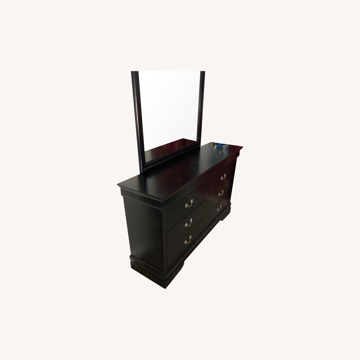 Black 6 Drawer Dresser with Mirror AptDeco