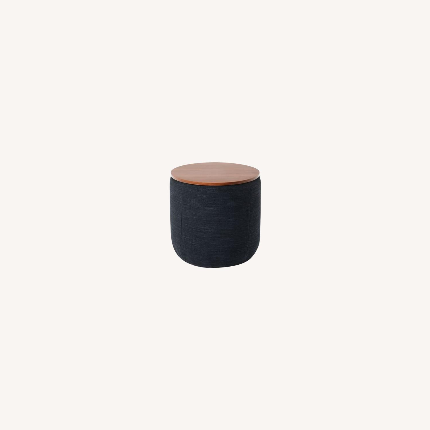 West Elm Upholstered Storage Ottoman Midnight AptDeco