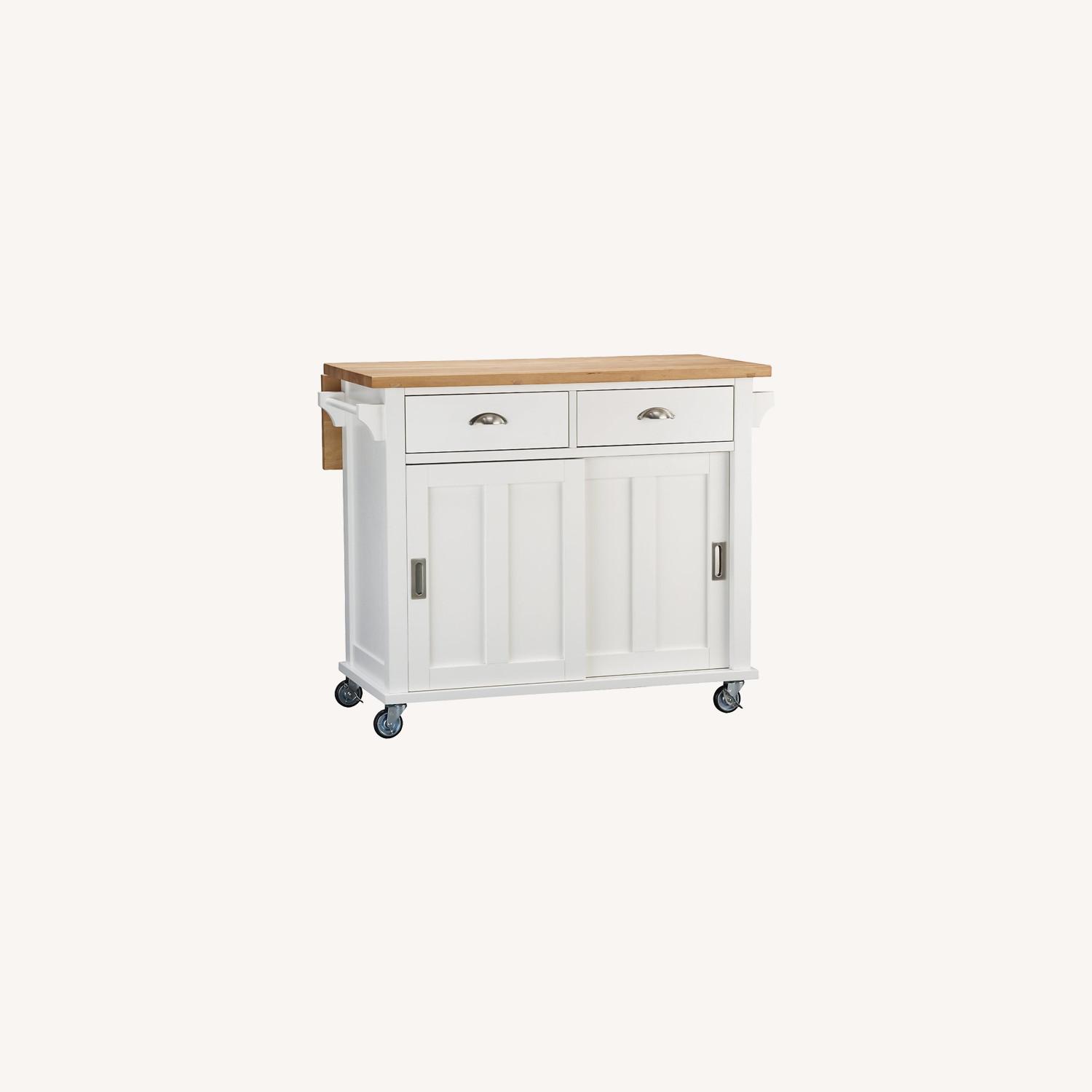 Crate & Barrel Drop Leaf Kitchen Island w/ Wheels AptDeco