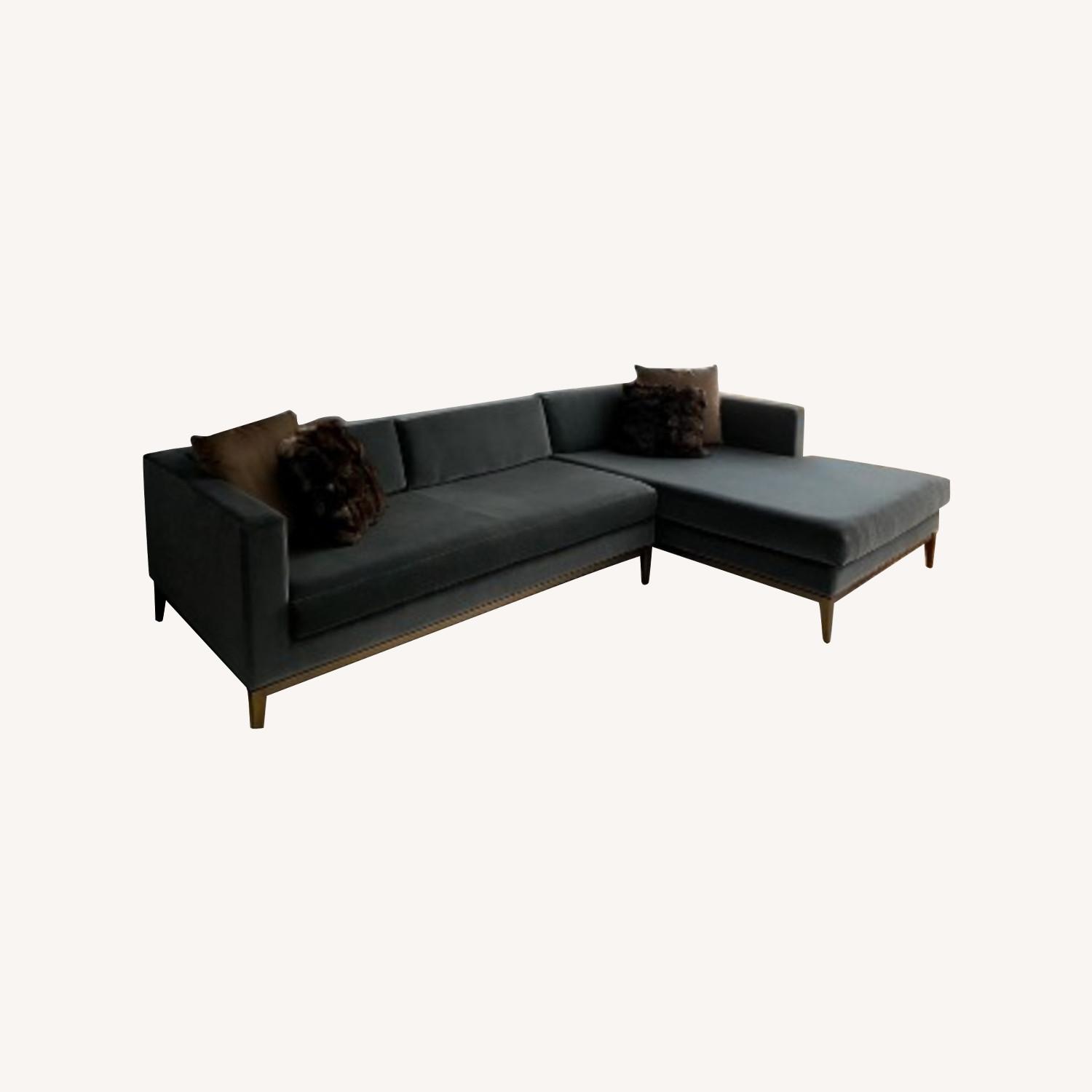Restoration Hardware Slate Blue Sofa - image-0
