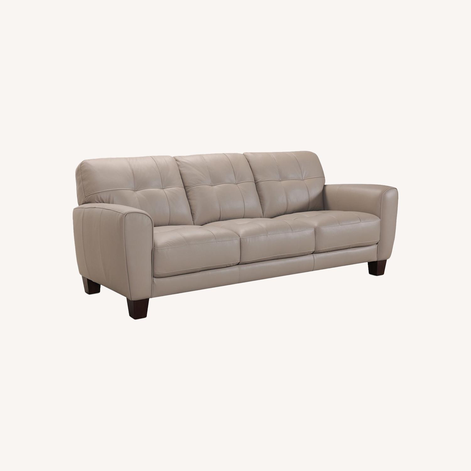 Macy's Kaleb Tufted Leather Sofa AptDeco