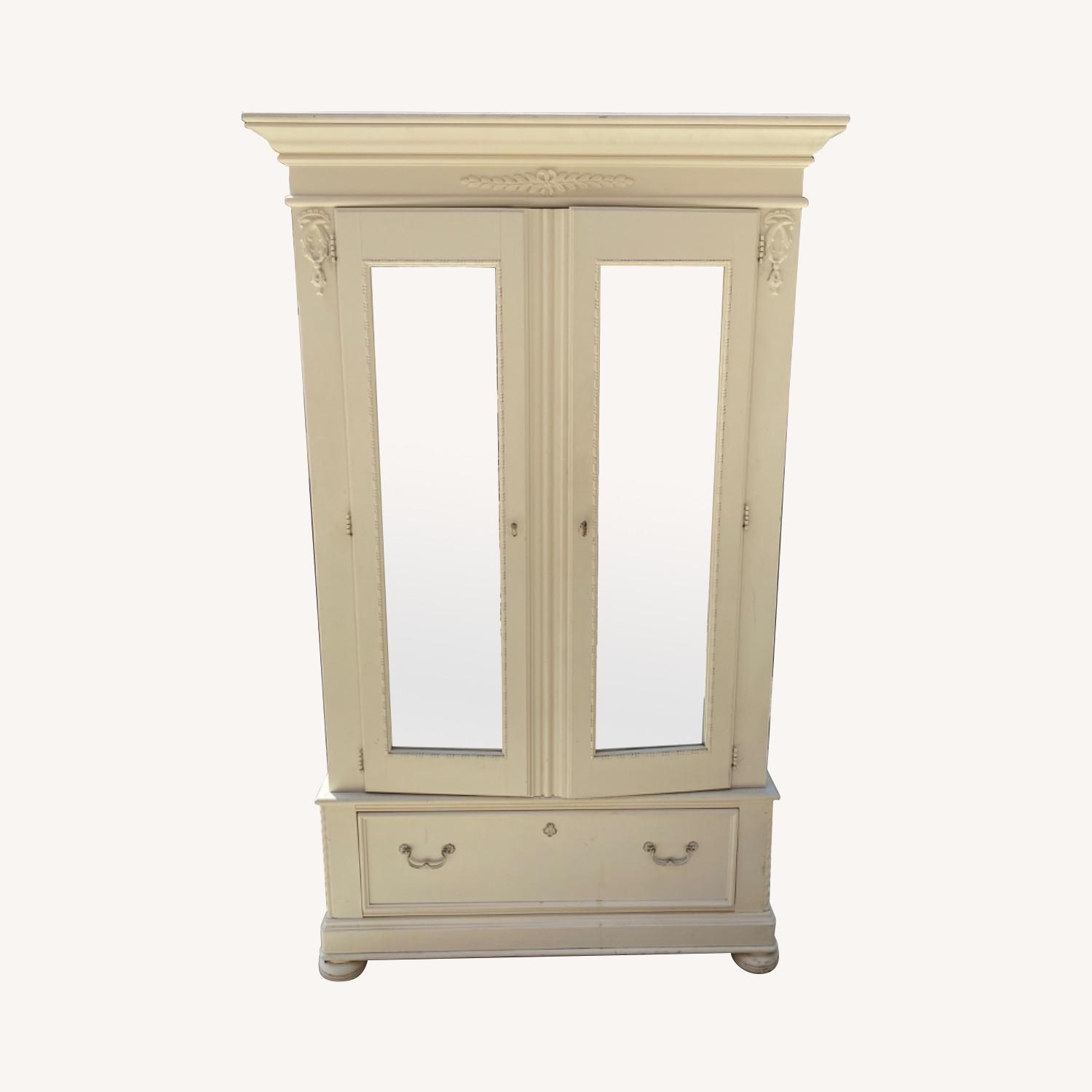 Vintage Cream Mirrored Armoire AptDeco