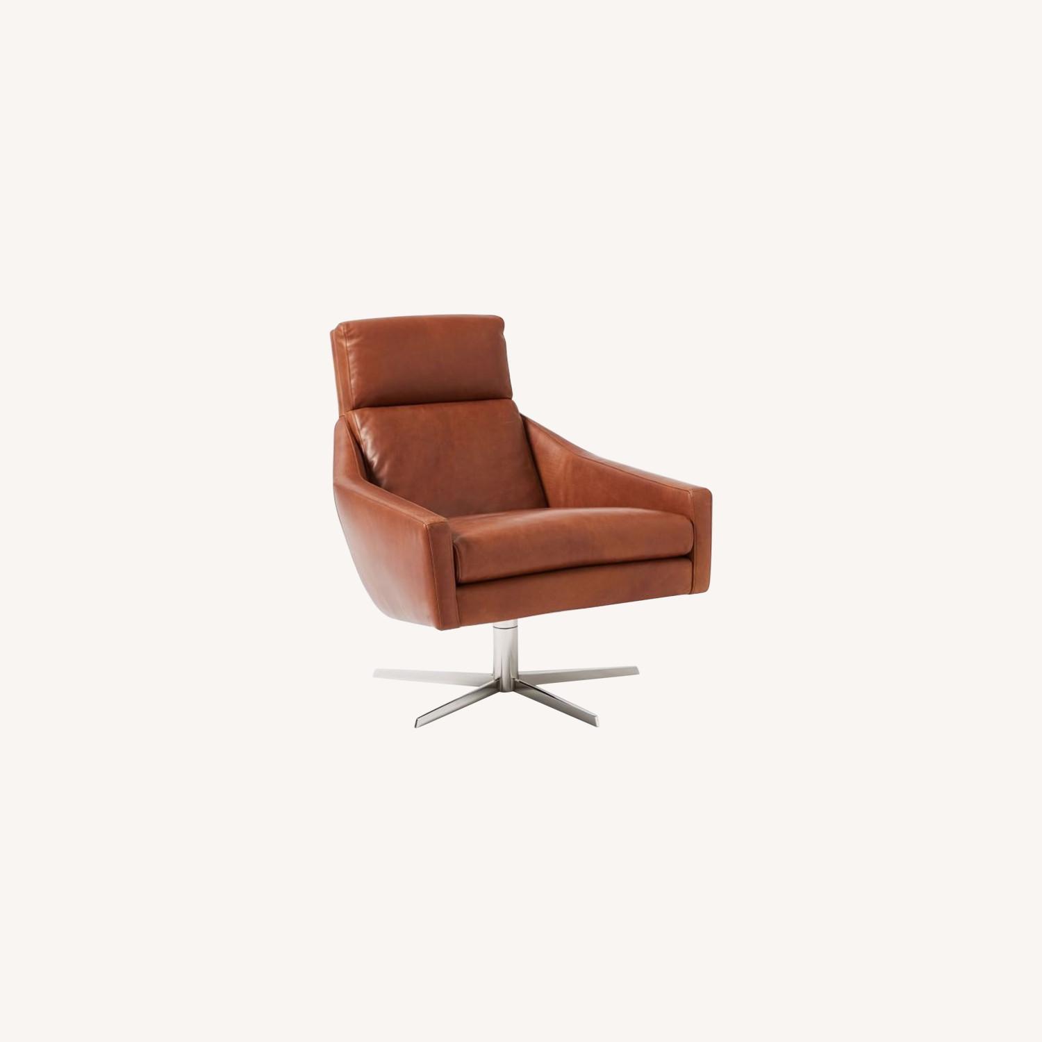 West Elm Austin Leather Swivel Chair AptDeco