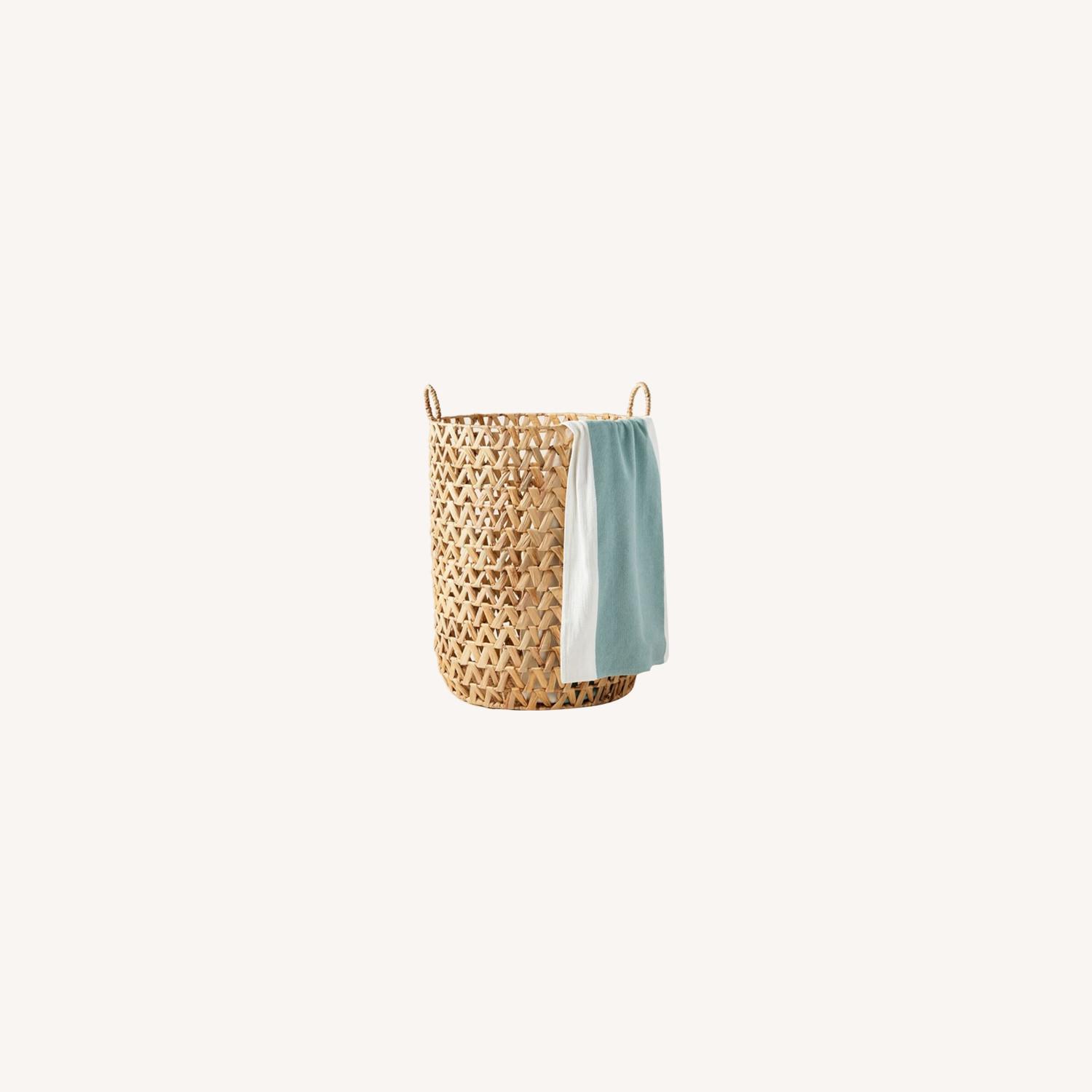 West Elm Open Weave Zigzag Basket Natural AptDeco