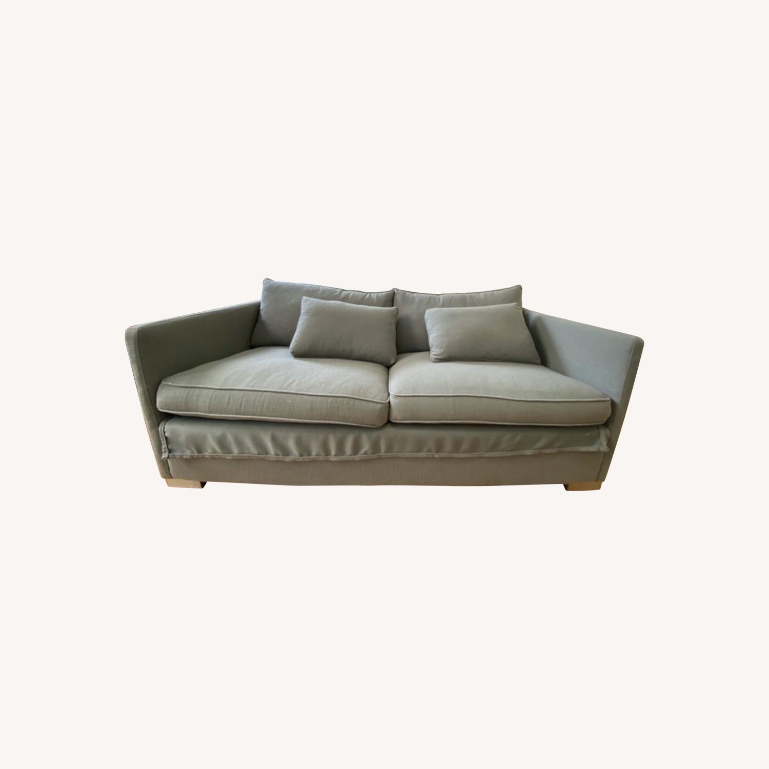 CB2 Microgrid Grey Sleeper Sofa AptDeco