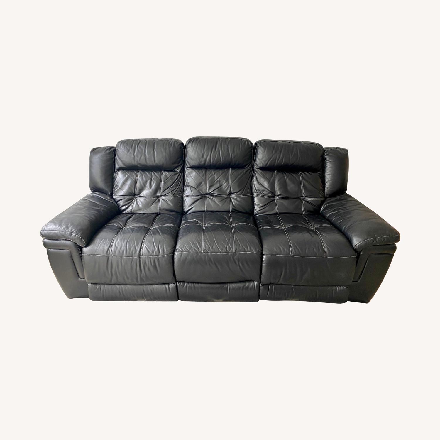 Bob's Black FullGrain Reclining Leather Sofa AptDeco