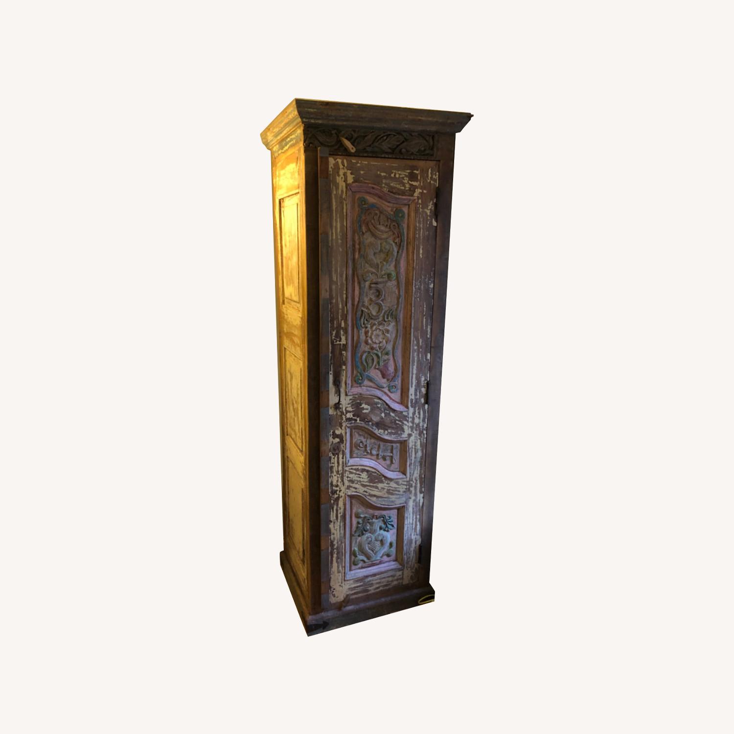 Distressed Wood Single Door Armoire AptDeco