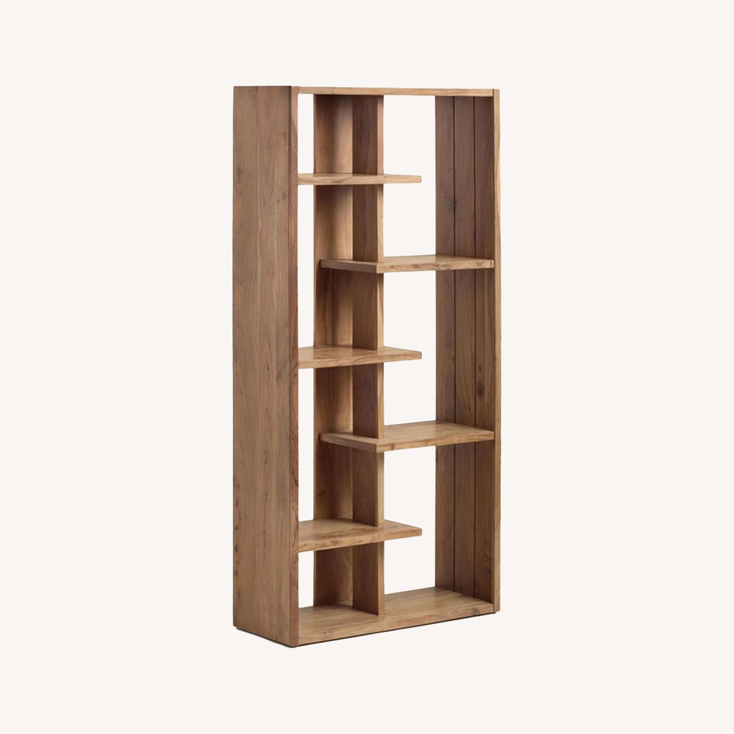 World Market Natural Acacia Wood Fletcher Bookshelf AptDeco