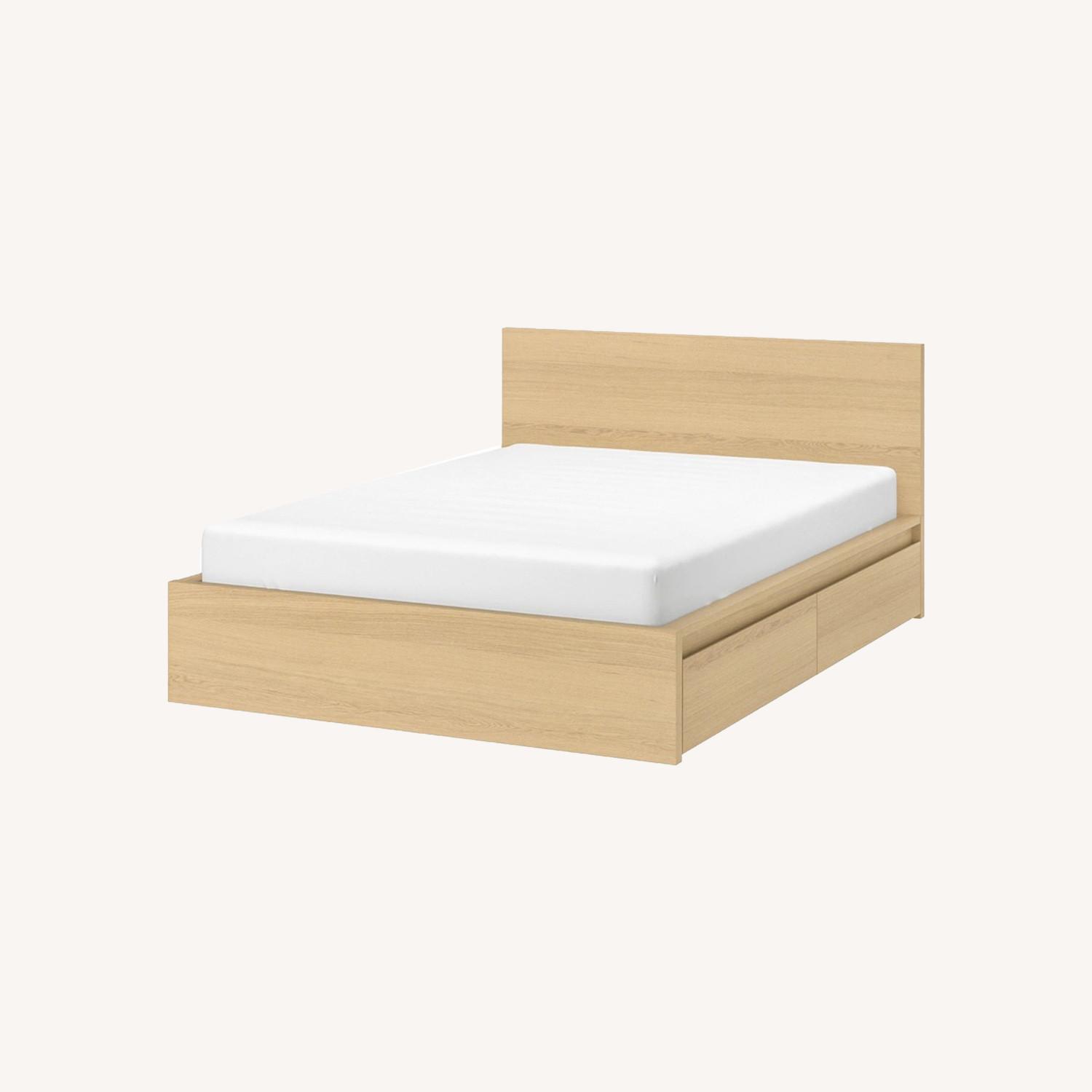 IKEA MALM High Bed Frame w/ 4 Storage Boxes - image-0