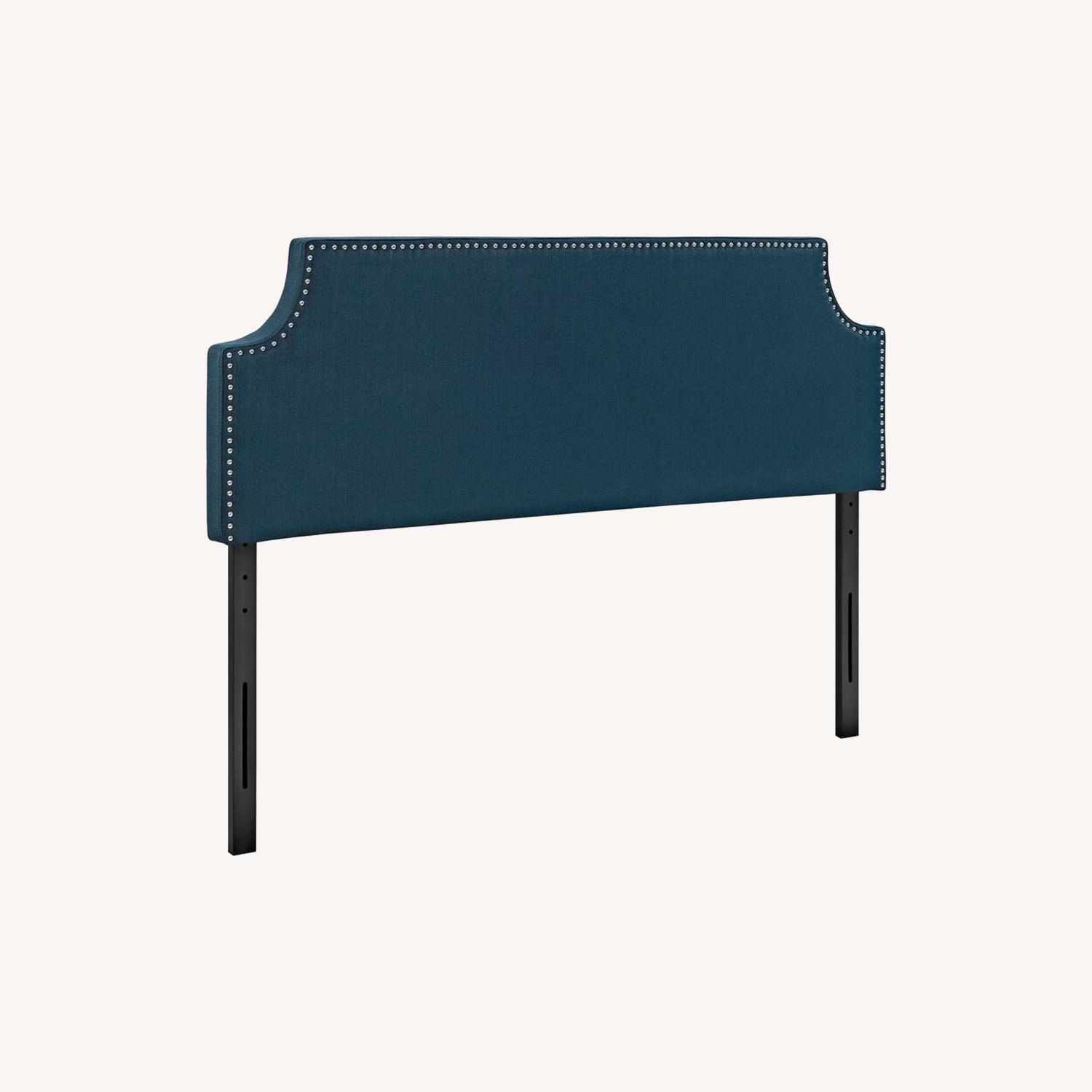 Portis Upholstered Nail Head Full Headboard Navy AptDeco