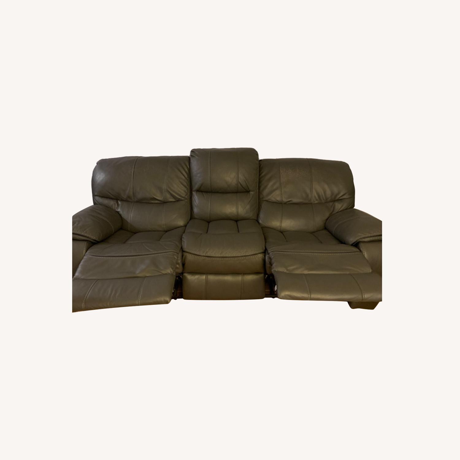 Classic Gray Leather Sectional Recliner AptDeco
