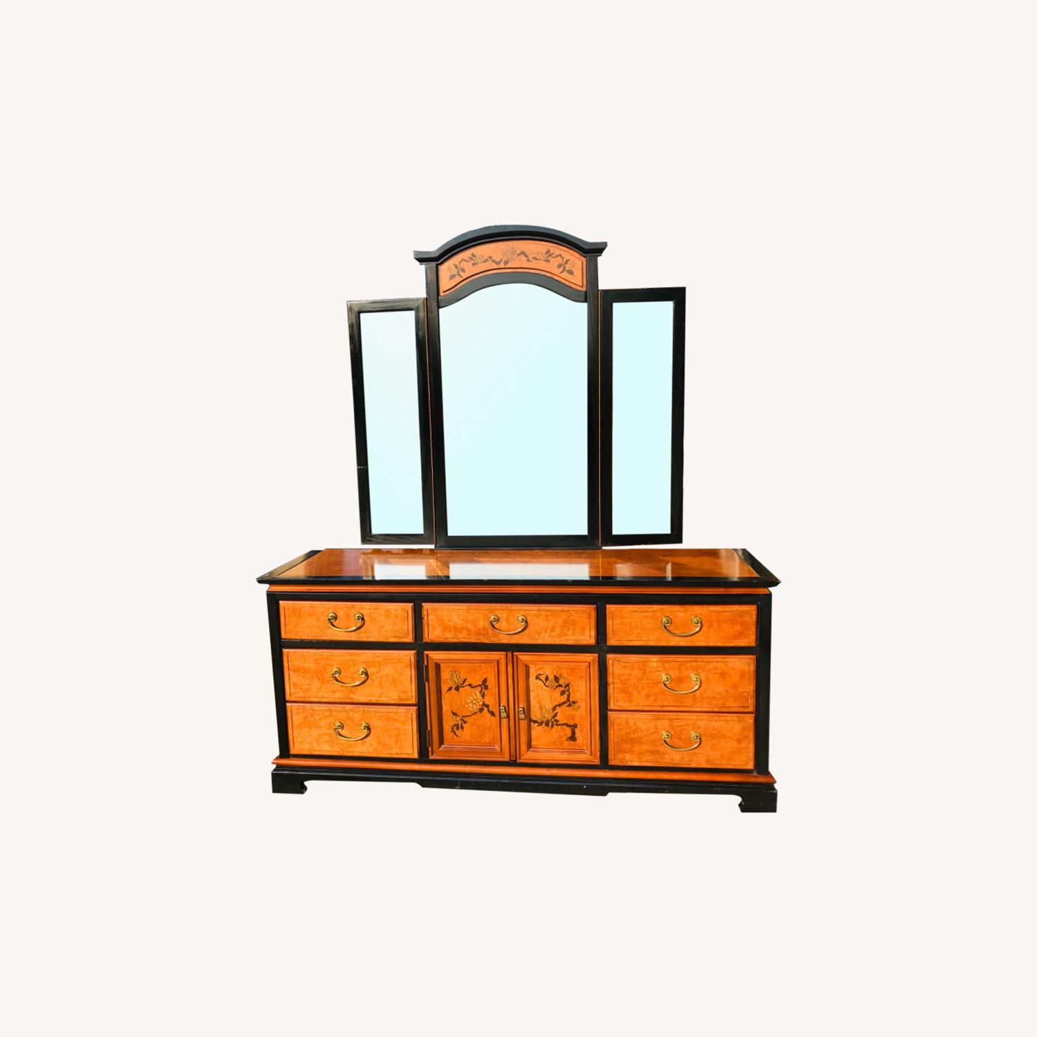 Bassett Wooden Dresser w/ Beverly Triple Mirror - image-0