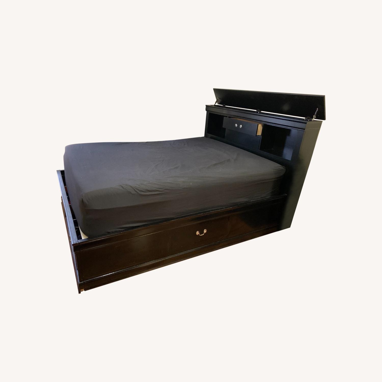 Black Queen Storage Bookcase Bed AptDeco