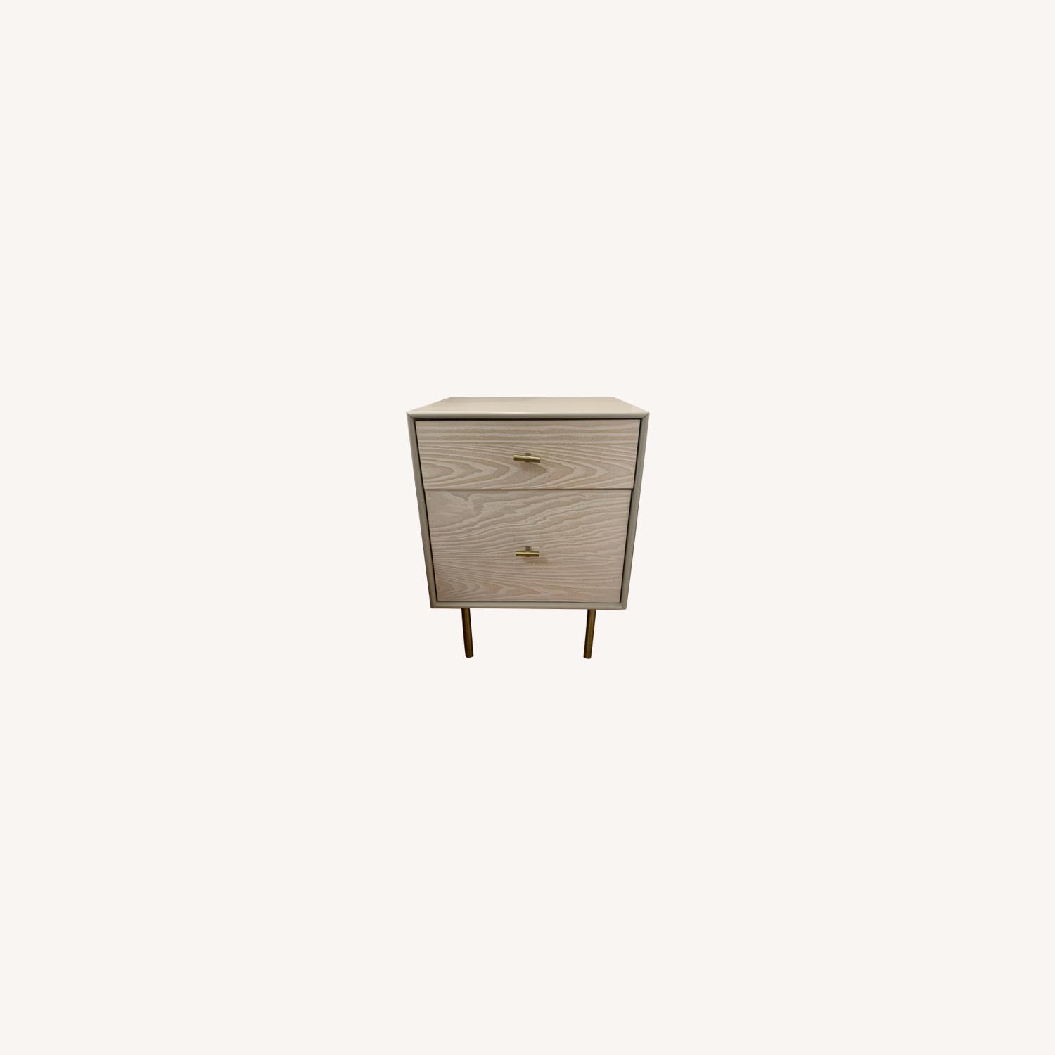 West Elm Modernist Wood & Lacquer Nightstand Winter Wood AptDeco