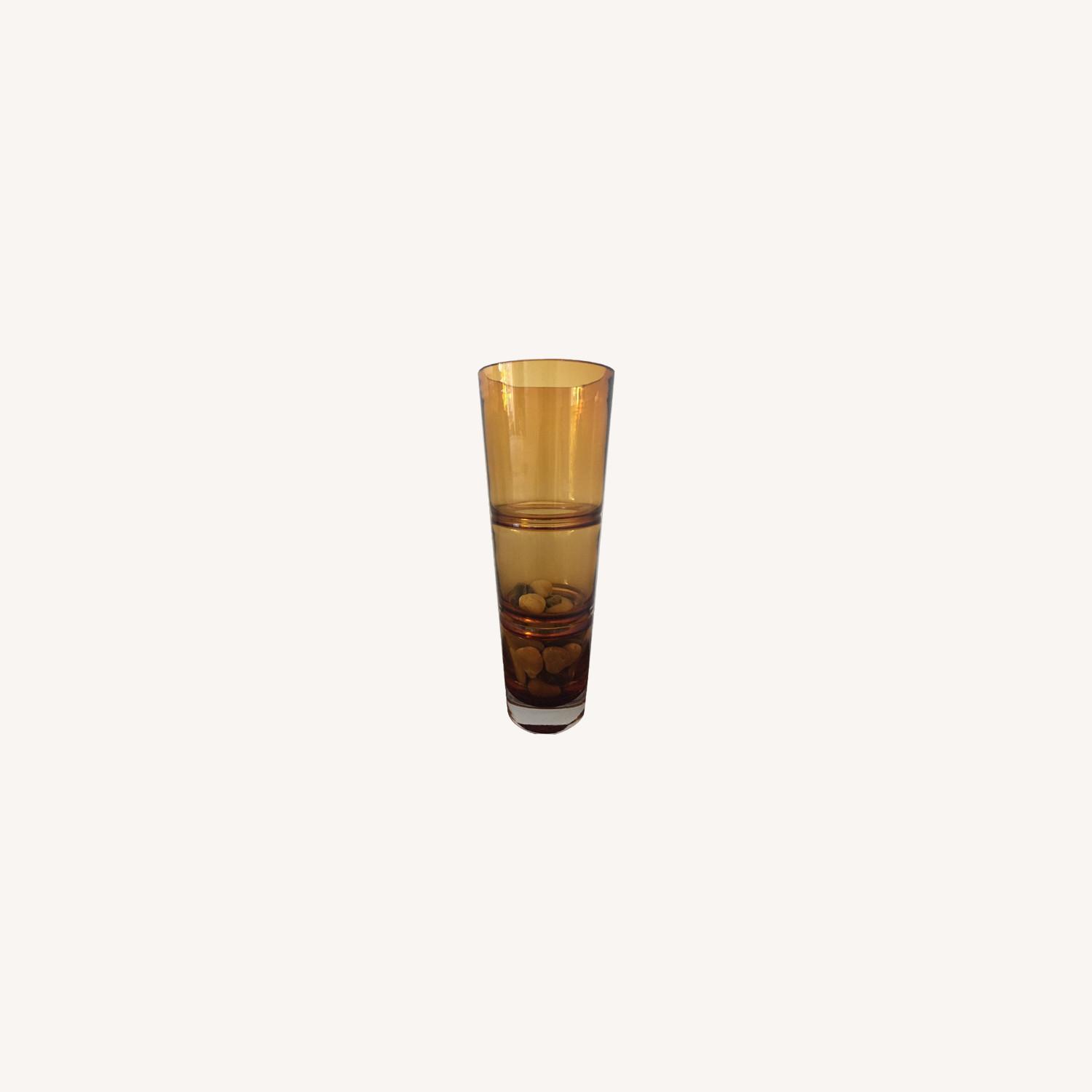 Crate & Barrel Amber Glass Vase - image-0