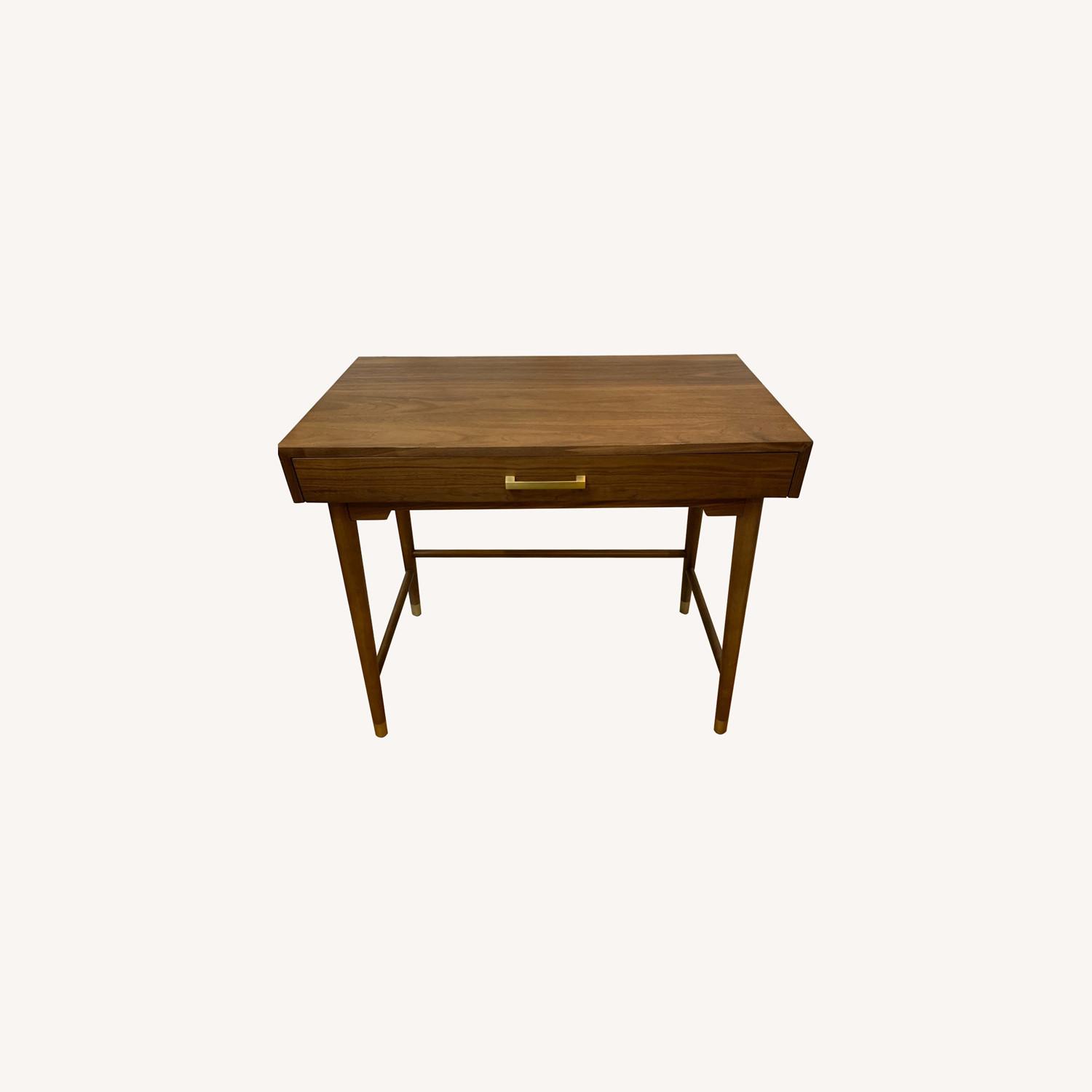 World Market Walnut and Gold Metal Zola Desk - image-0