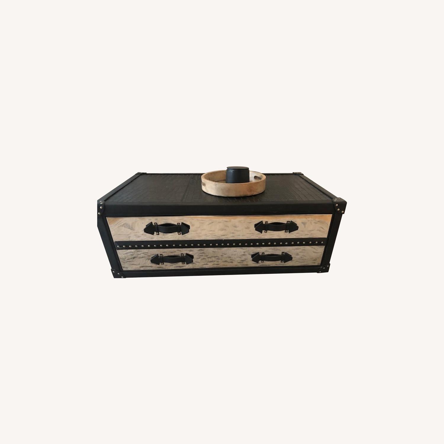 Stunning Leather Coffee Table w/ storage AptDeco