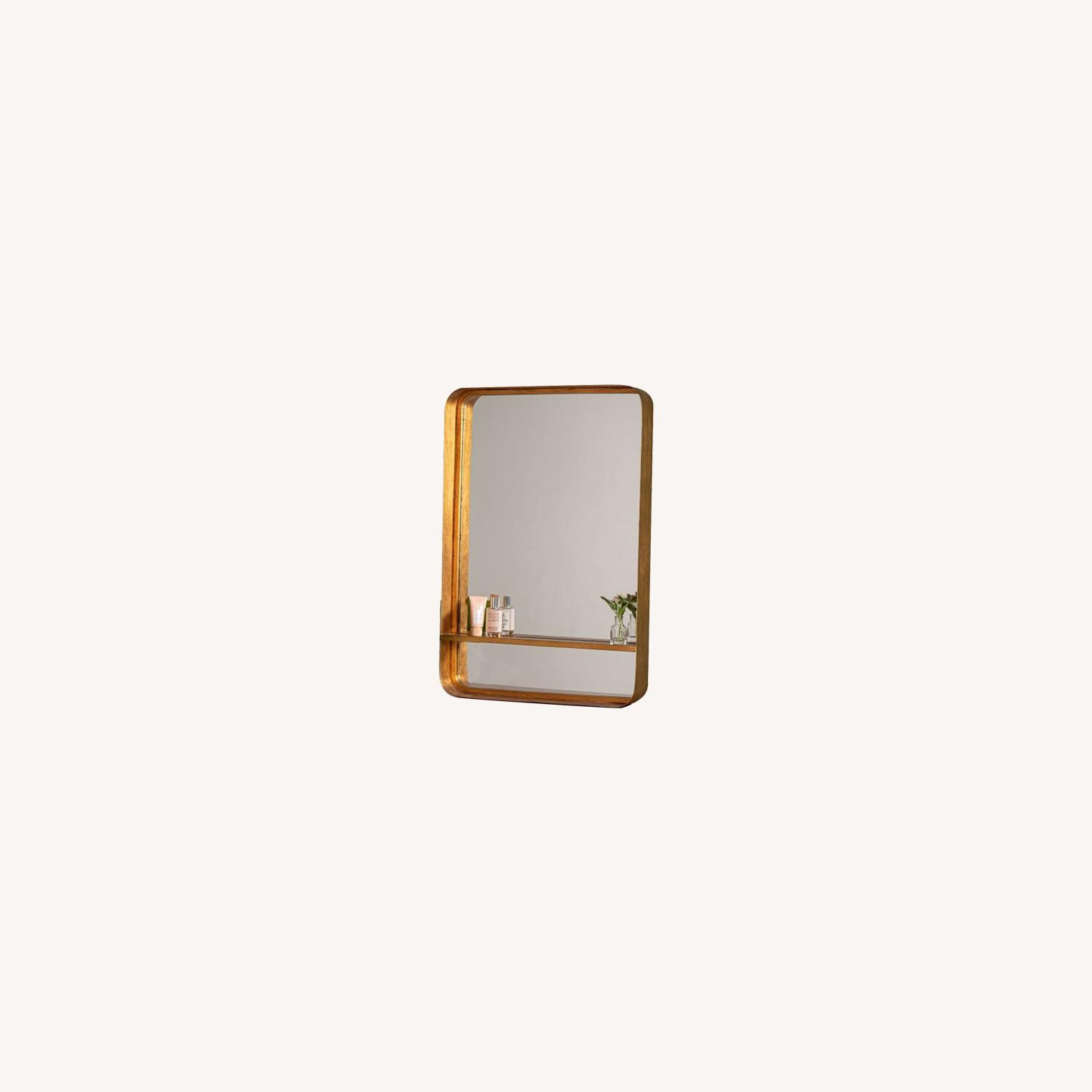 West Elm Gold Mirror with Shelf AptDeco