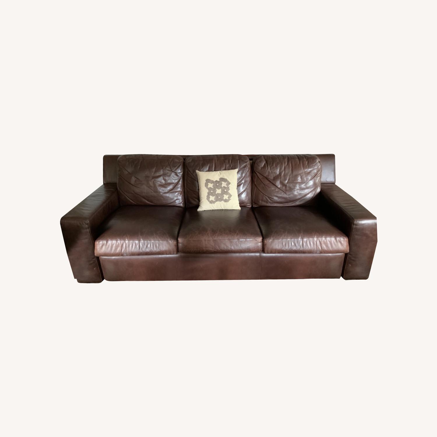 Dark Brown Leather King Sleeper Sofa AptDeco