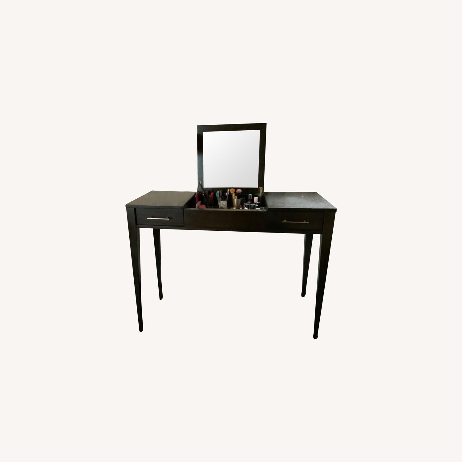 Dark Brown Wood Vanity Table AptDeco