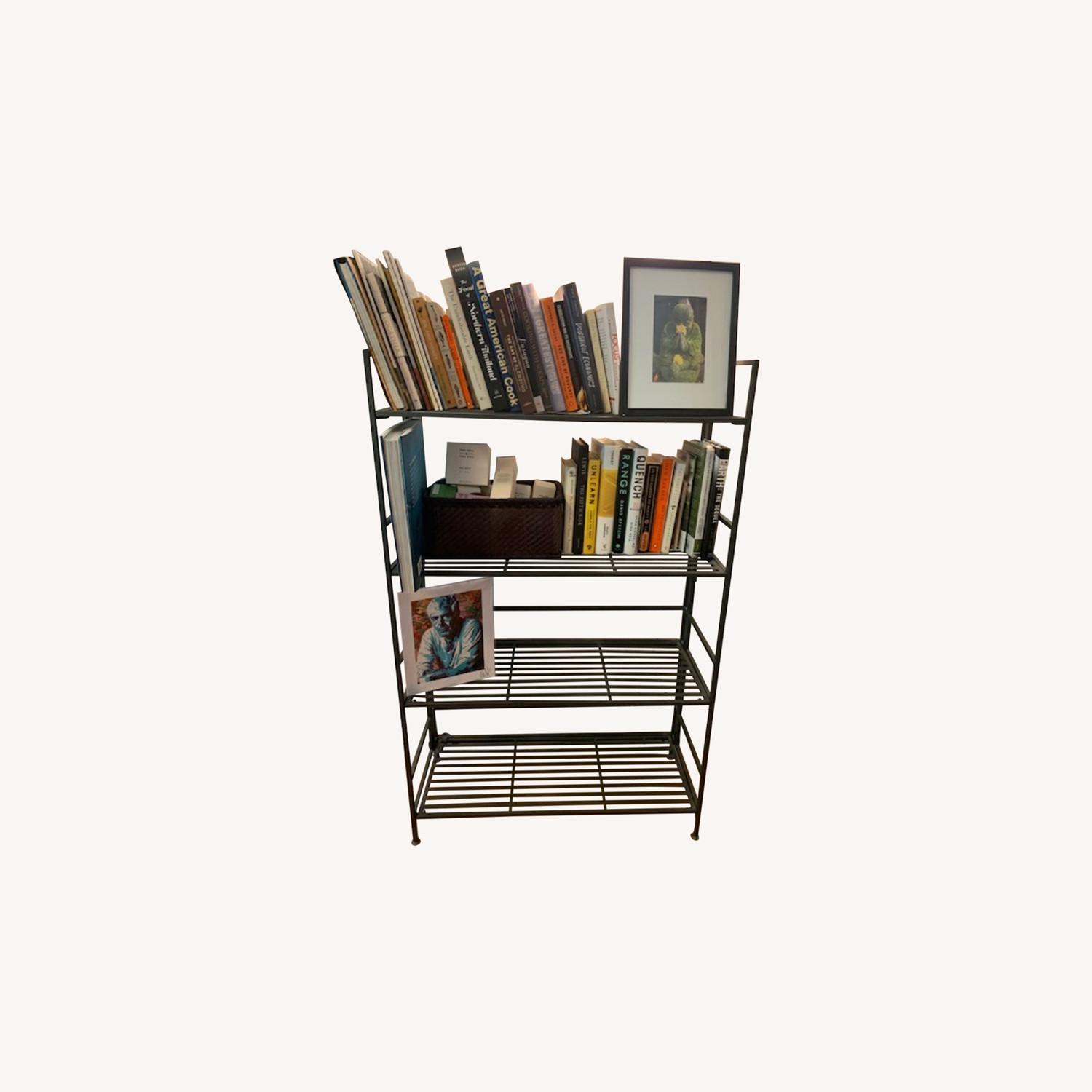 Collapsible Black Iron Bookshelf AptDeco