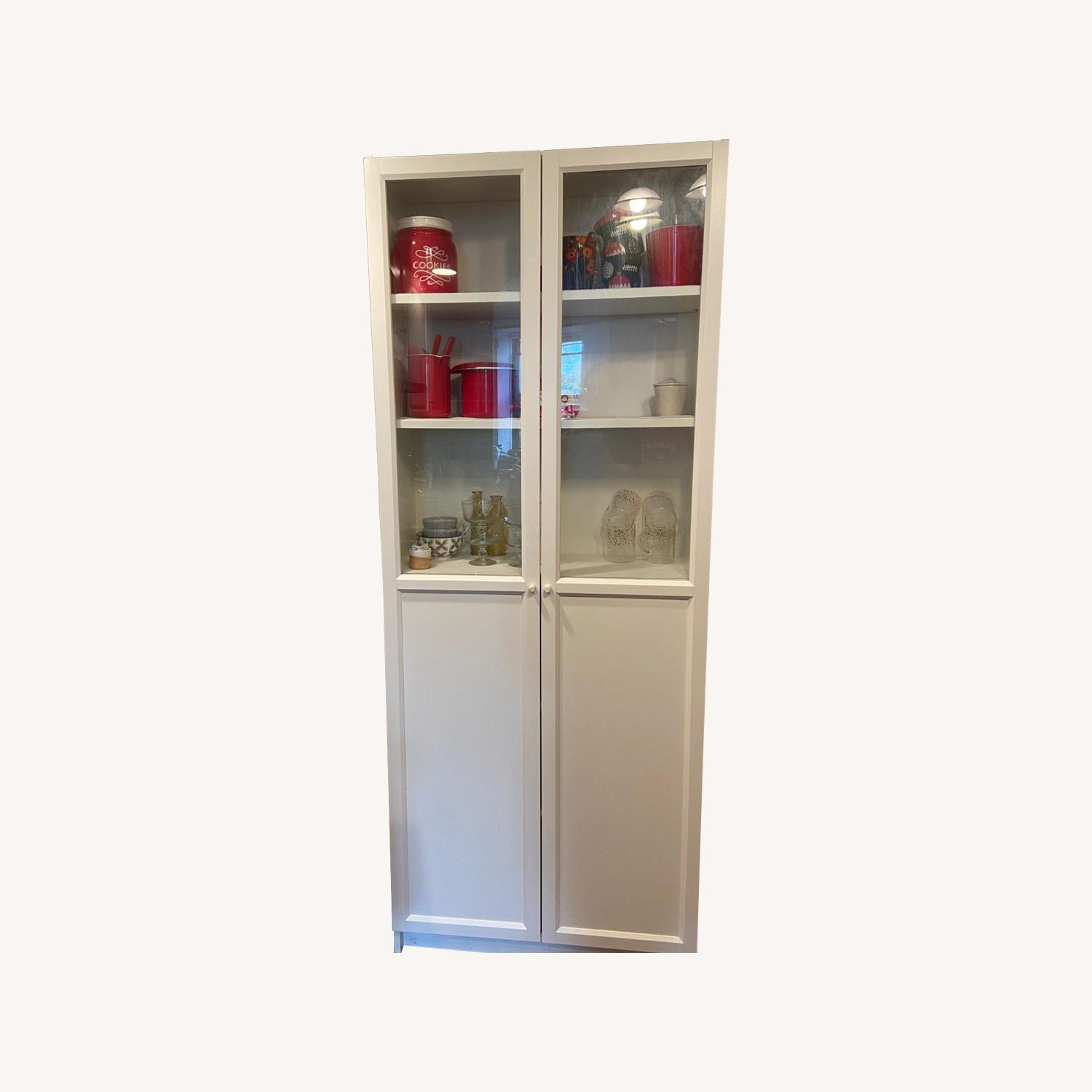 IKEA White Billy Bookcase with Glass Doors - image-0