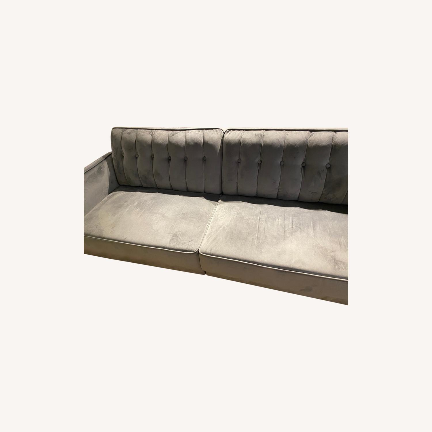 Wayfair Velvet Arm Sleeper Sofa in Grey AptDeco