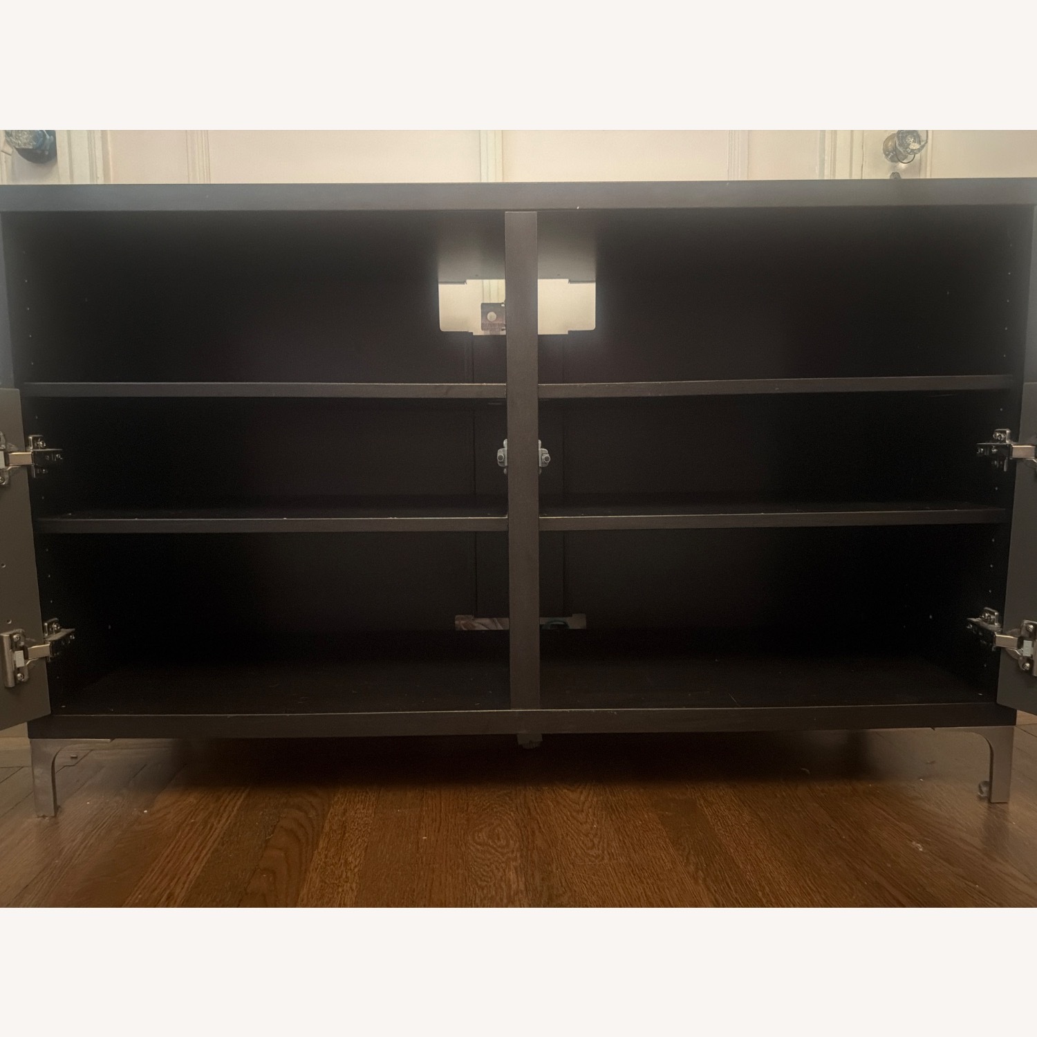 IKEA Besta TV Cabinet Grey Glossy Doors Nannarp Legs - image-17