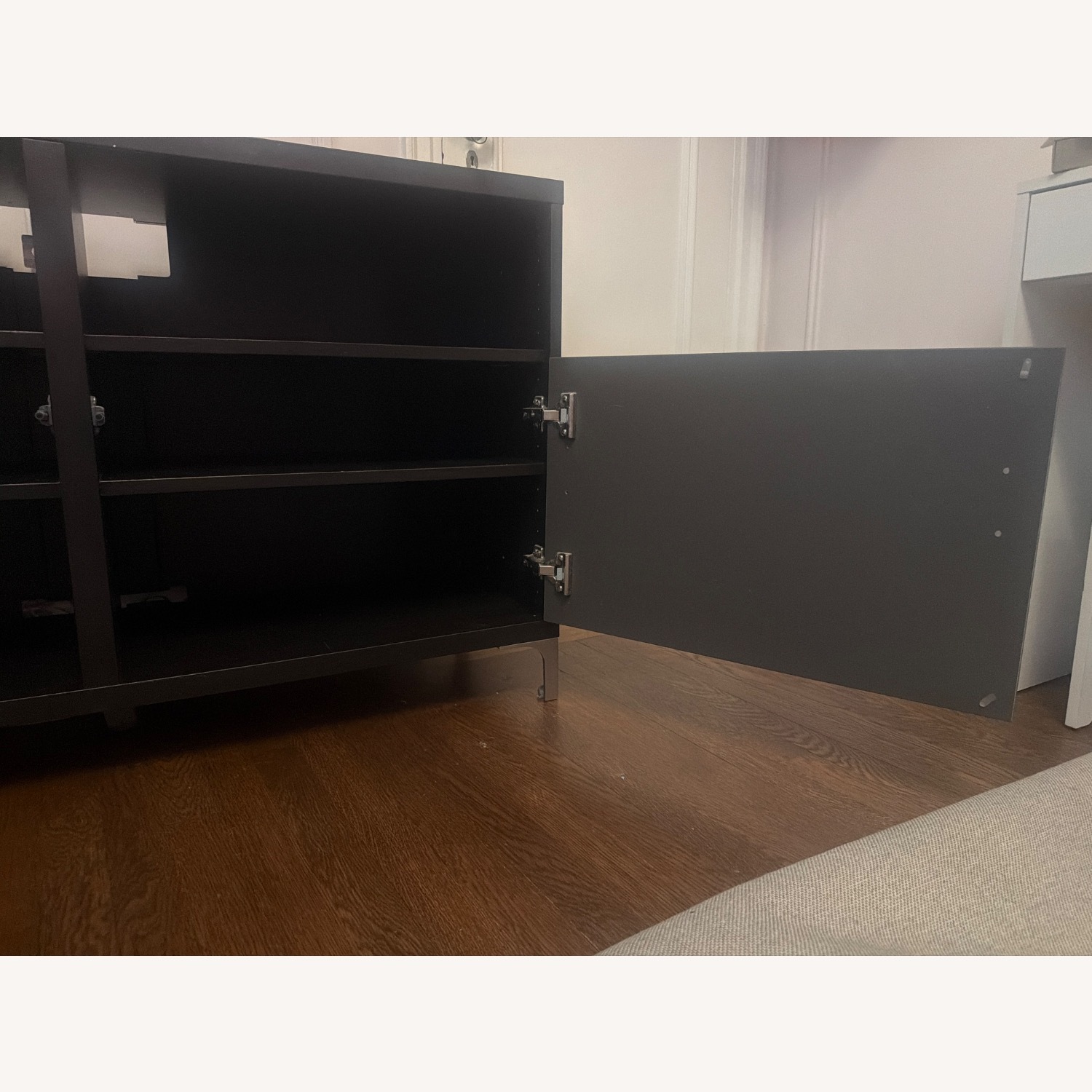 IKEA Besta TV Cabinet Grey Glossy Doors Nannarp Legs - image-16