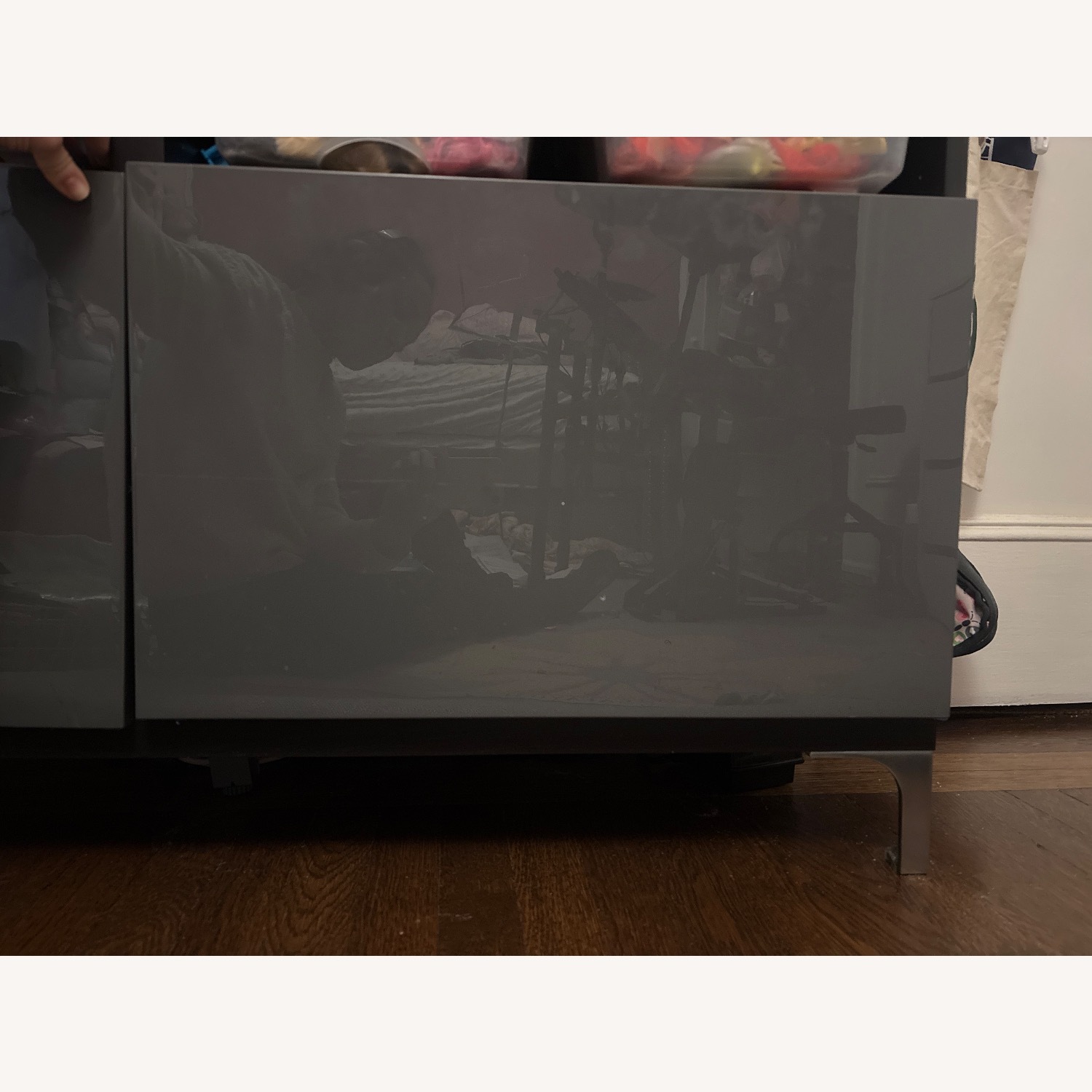 IKEA Besta TV Cabinet Grey Glossy Doors Nannarp Legs - image-15