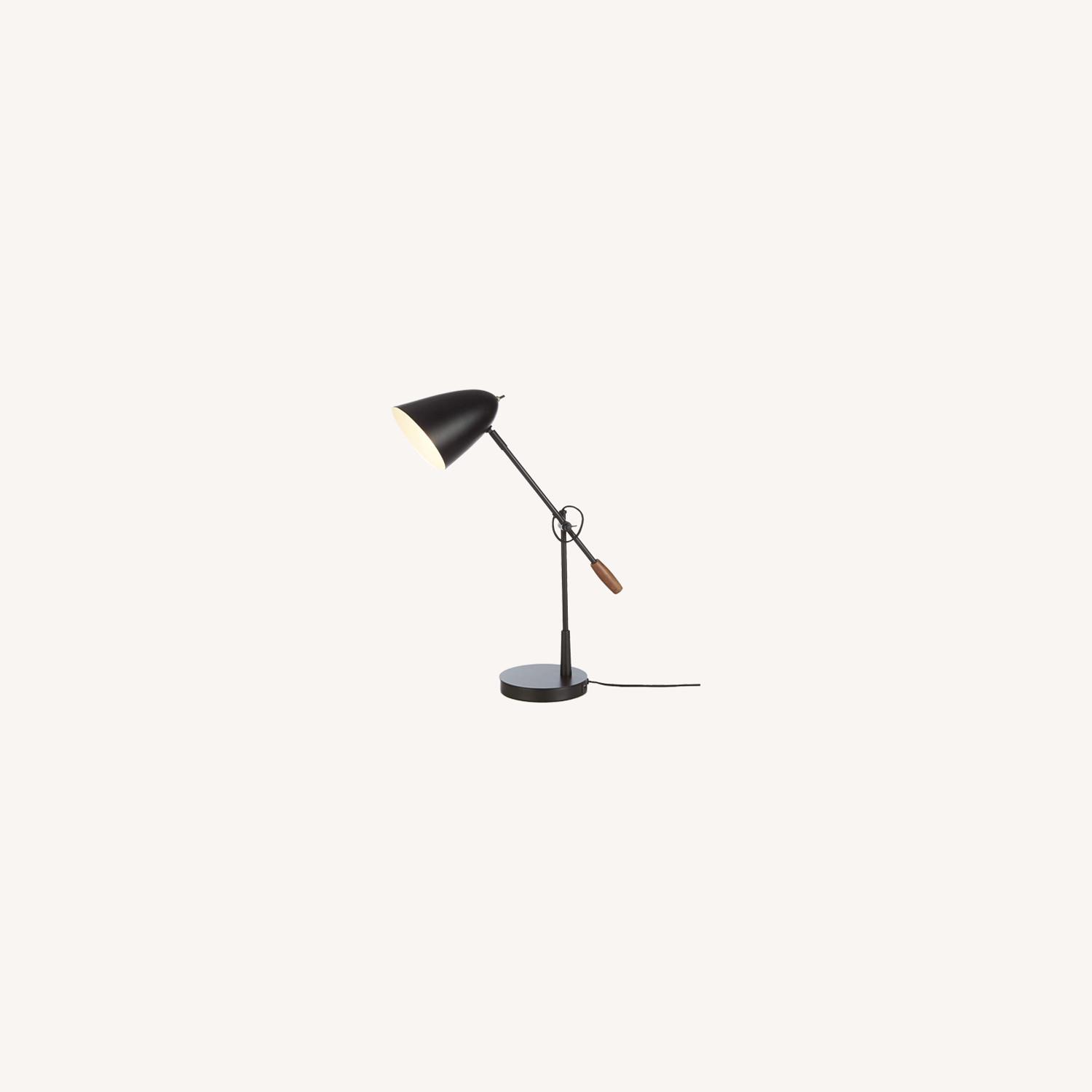 Crate & Barrel Morgan Black Metal Desk Lamp with USB Port - image-0