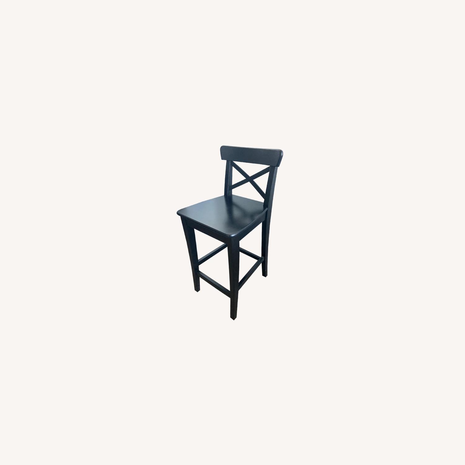 IKEA 2 Black Wooden Bar Stools AptDeco