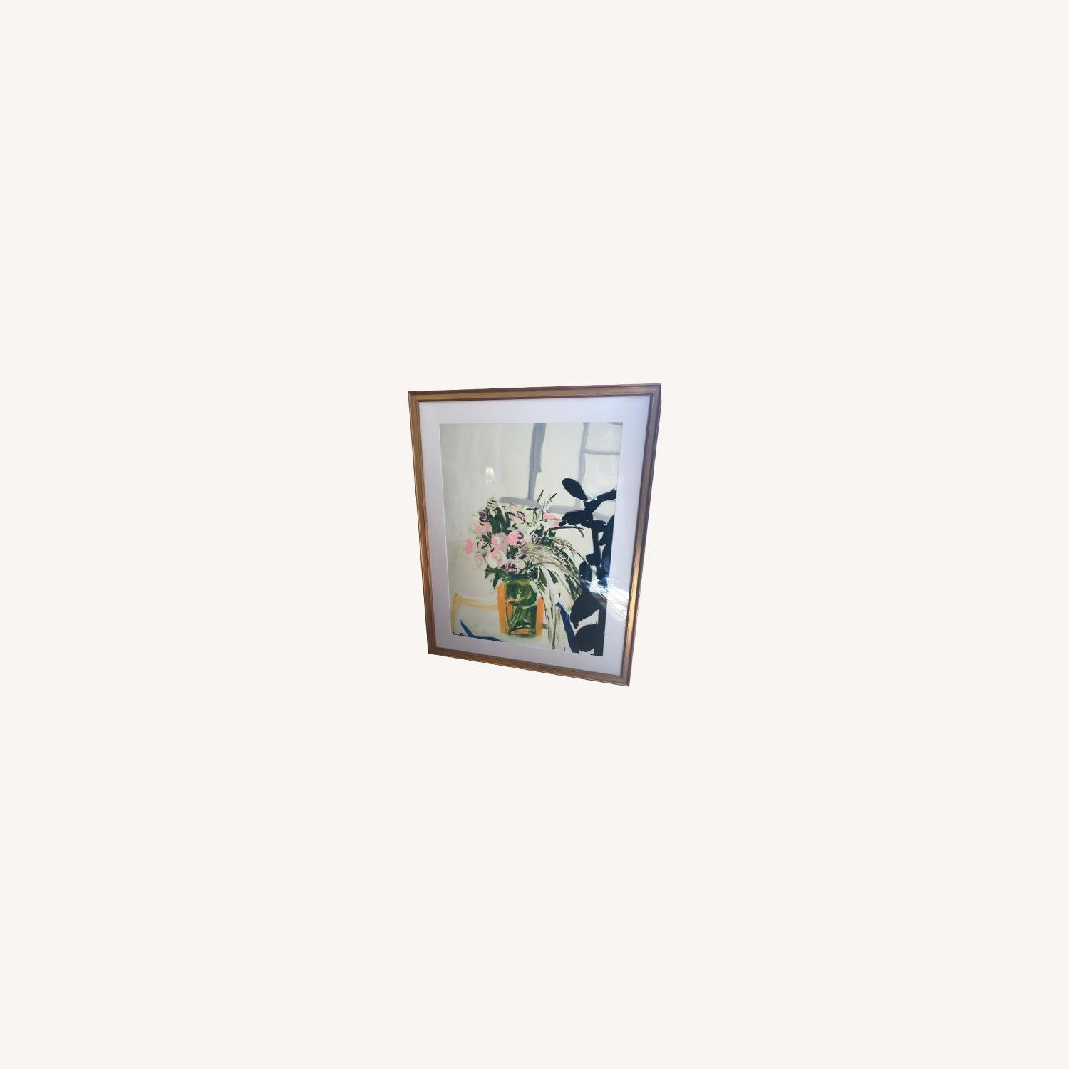 Anthropologie Peony Print in Gold Frame - image-0