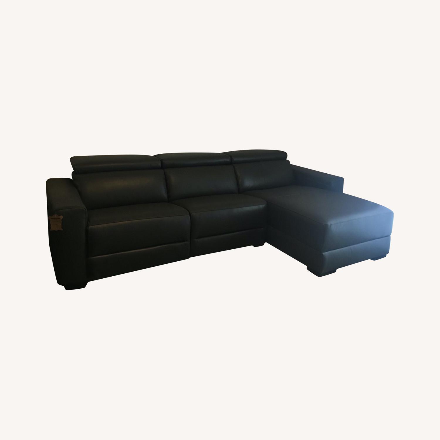 Macy's Nevio 3pc Leather Sectional Sofa with Chaise AptDeco