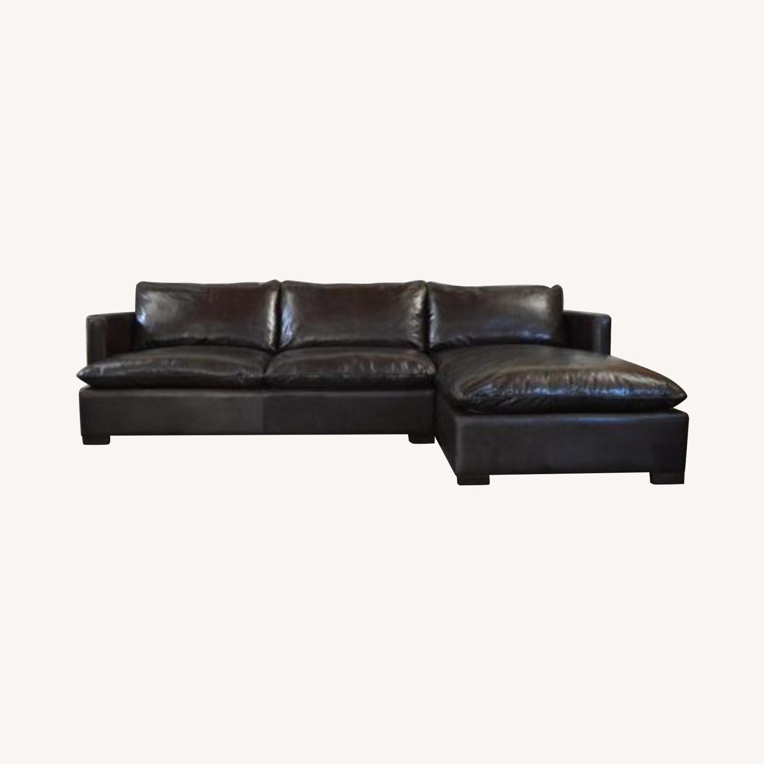 Super Deep Section Leather Couch - image-0